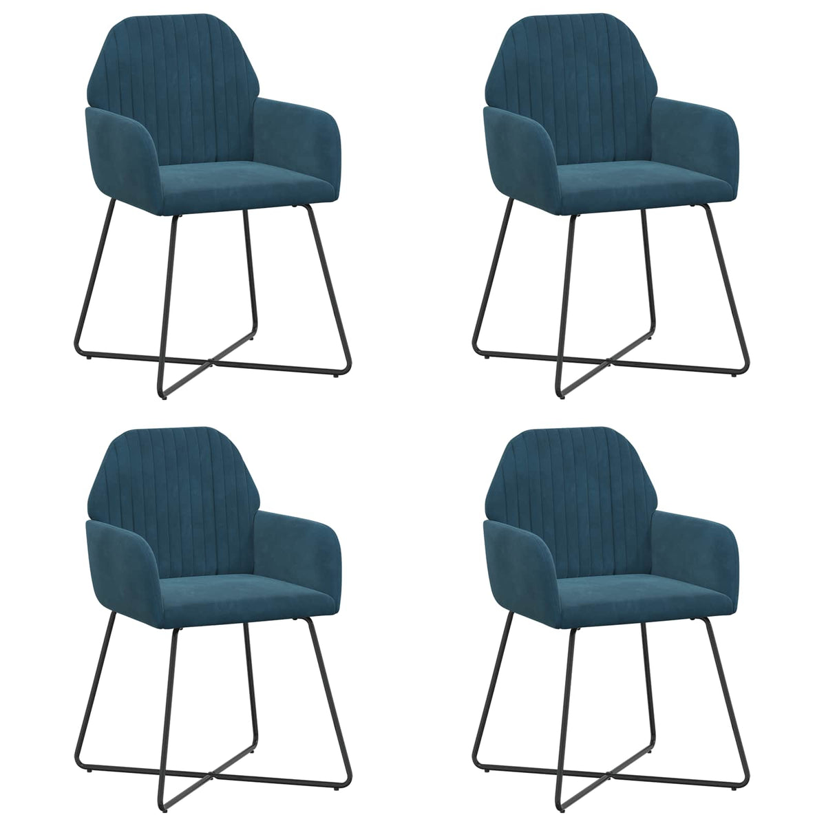 Trpezarijske stolice 4 pcs Baršun Plava 55 x 50 x 84 cm