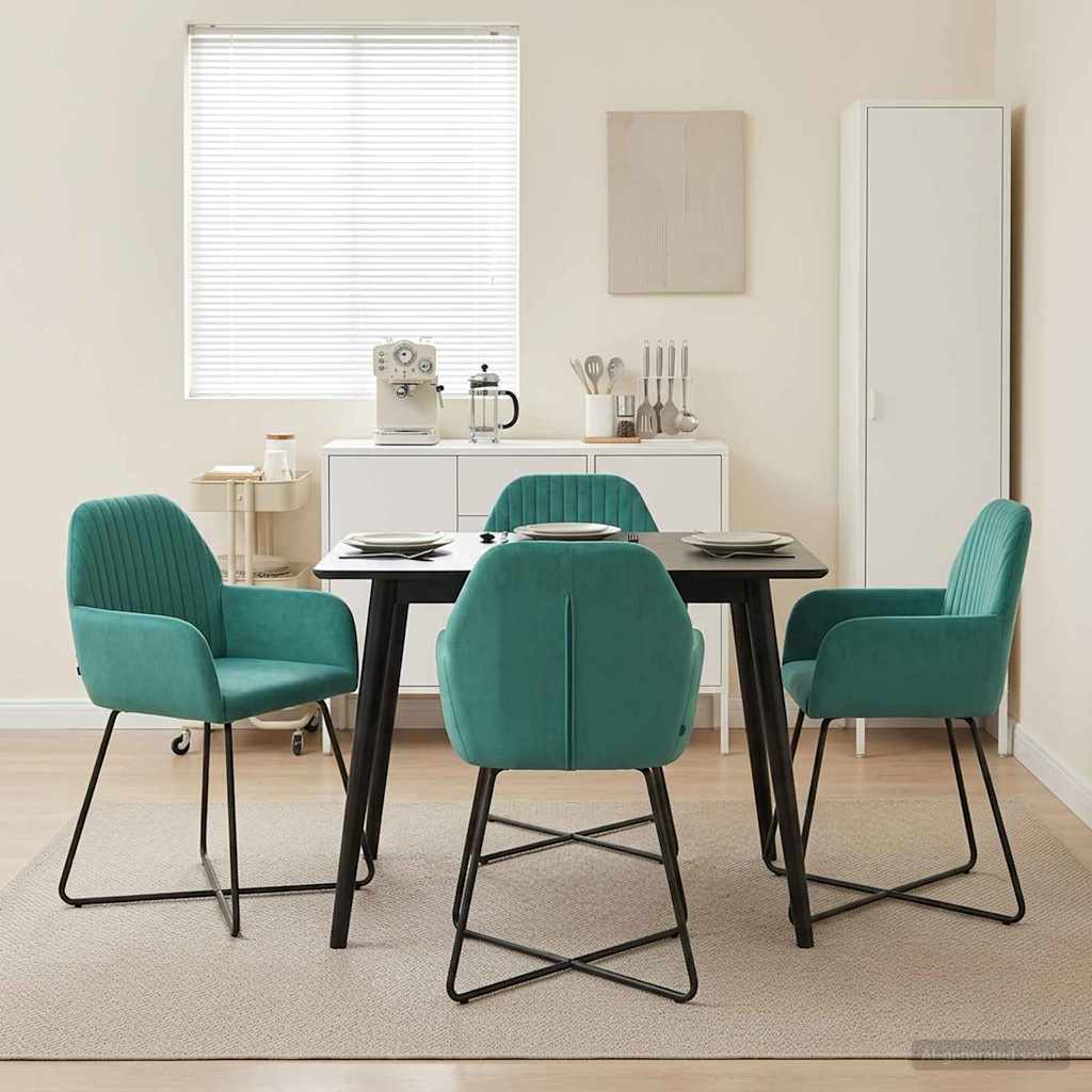 Trpezarijske stolice 4 pcs Baršun Tirkizna 55 x 50 x 84 cm