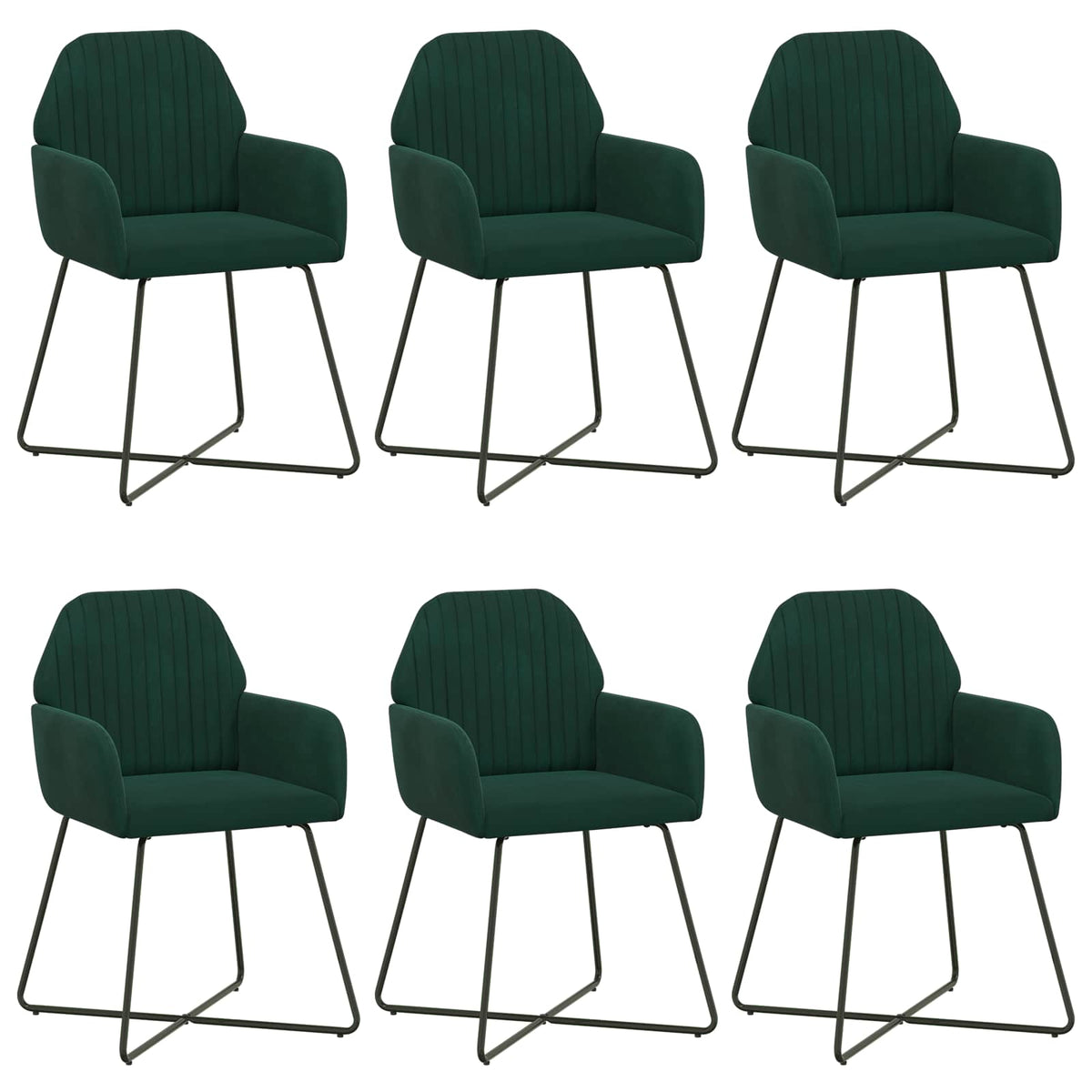 Trpezarijske stolice 6 pcs Baršun Tamnozelena 55 x 50 x 84 cm