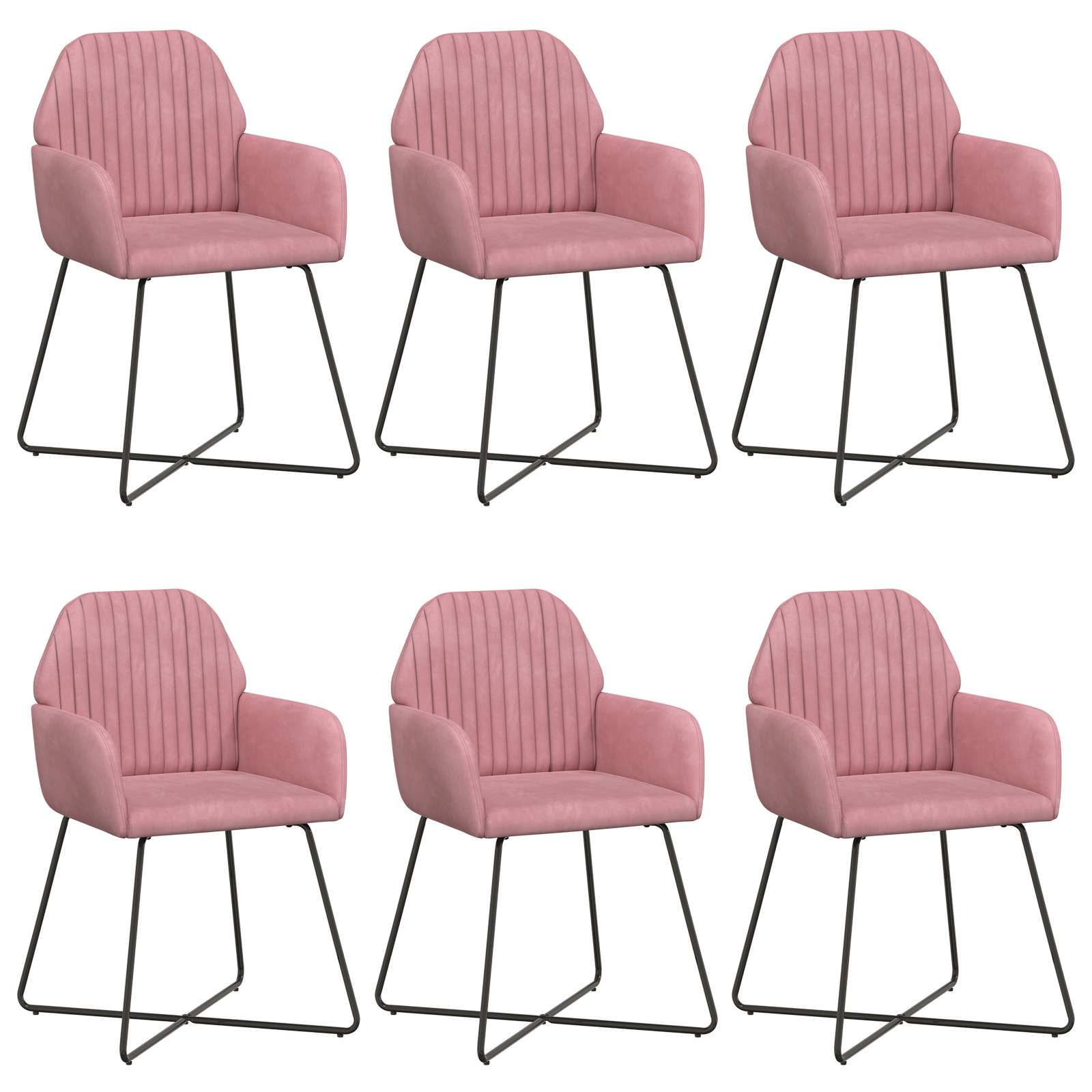 Trpezarijske stolice 6 pcs Baršun Ružičasta 55 x 50 x 84 cm