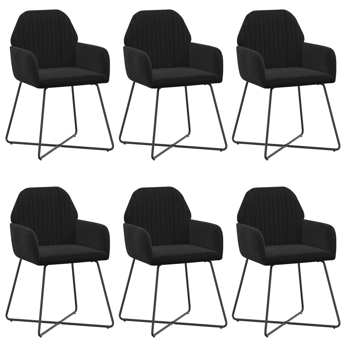 Trpezarijske stolice 6 pcs Baršun Crna 55 x 50 x 84 cm