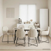 Trpezarijske stolice 6 pcs Baršun Krem 55 x 50 x 84 cm