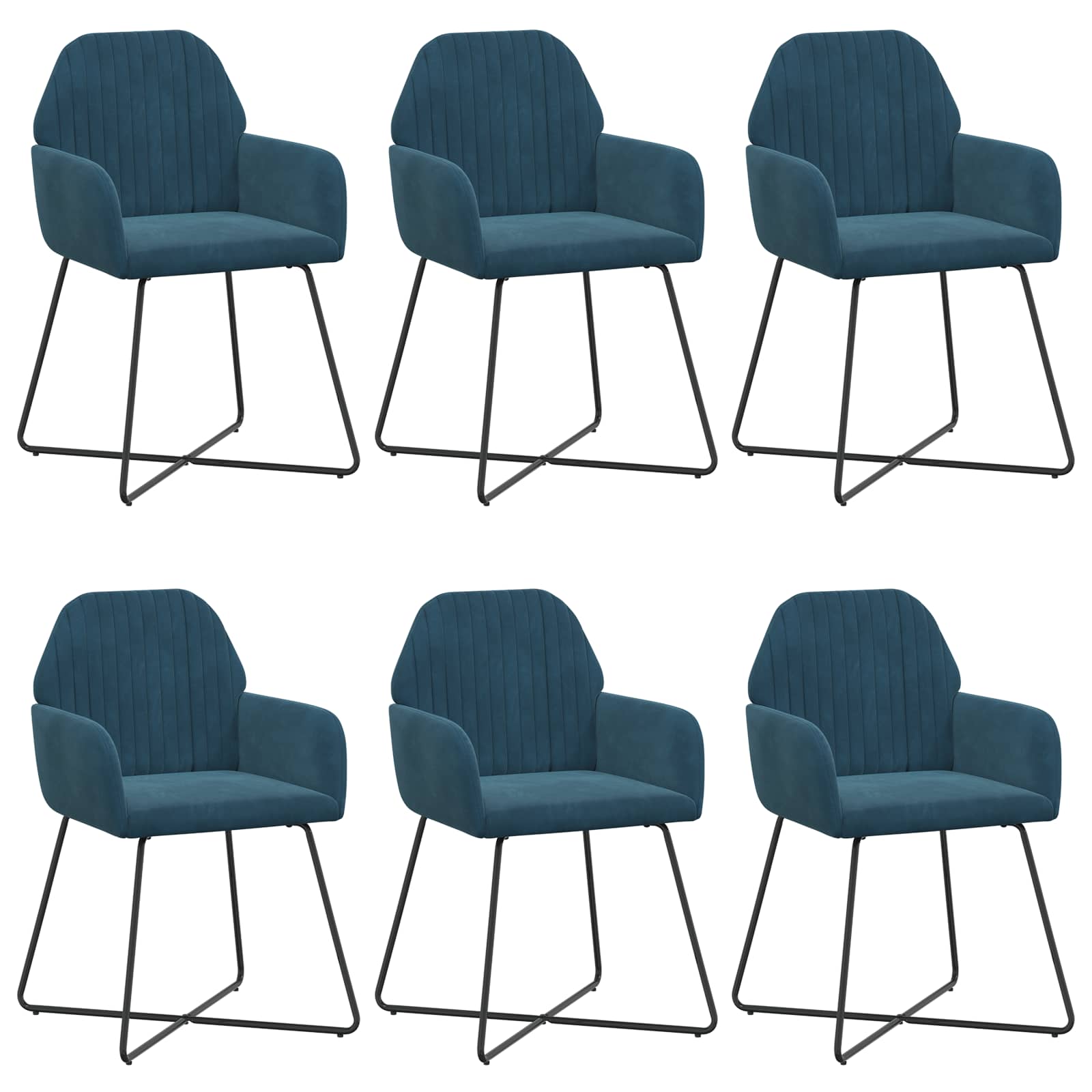 Trpezarijske stolice 6 pcs Baršun Plava 55 x 50 x 84 cm
