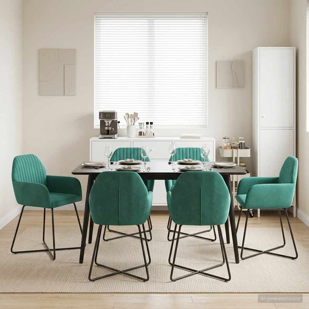Trpezarijske stolice 6 pcs Baršun Tirkizna 55 x 50 x 84 cm