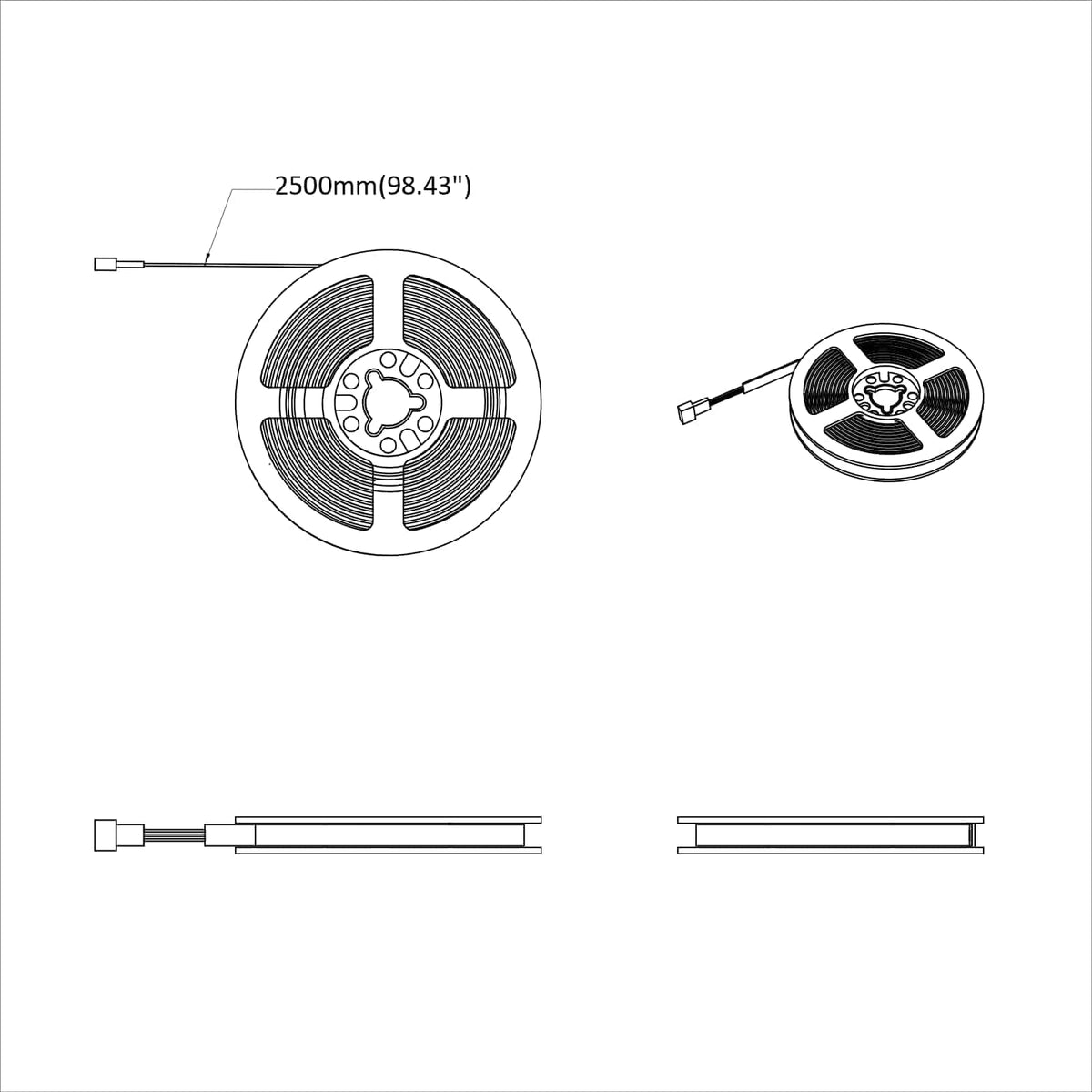LED traka 2 pcs Crna i prozirna 2500 mm Bakar i plastika