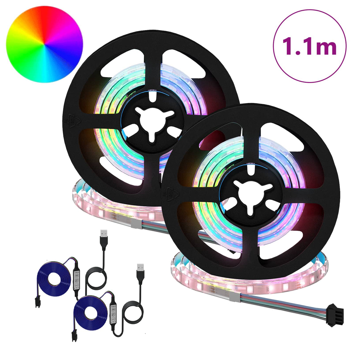 LED traka 2 pcs Crna i prozirna 550 mm Bakar i plastika