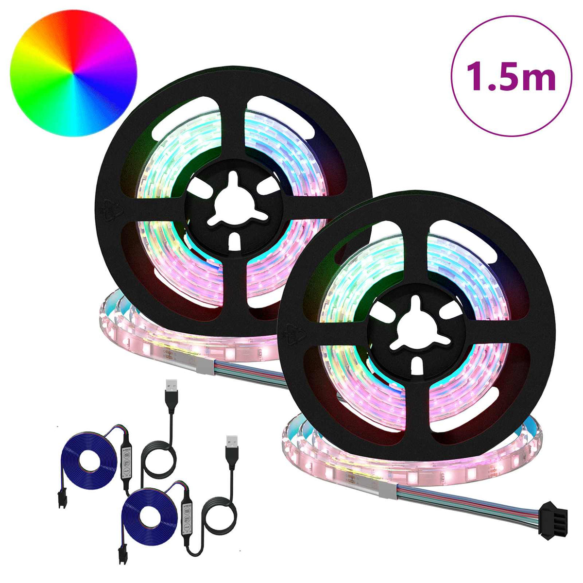 LED traka 2 pcs Crna i prozirna 750 mm Bakar i plastika