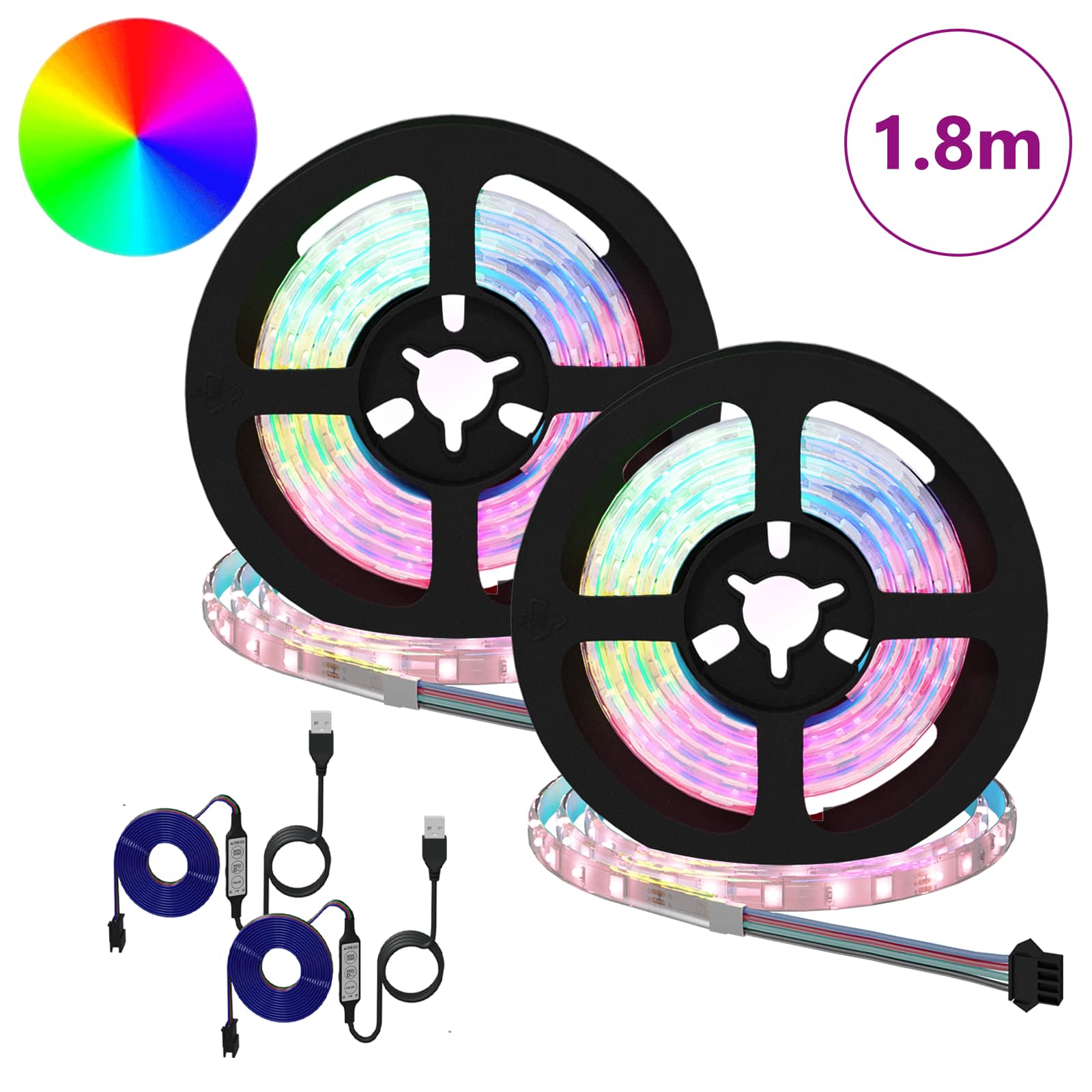 LED traka 2 pcs Crna i prozirna 900 mm Bakar i plastika
