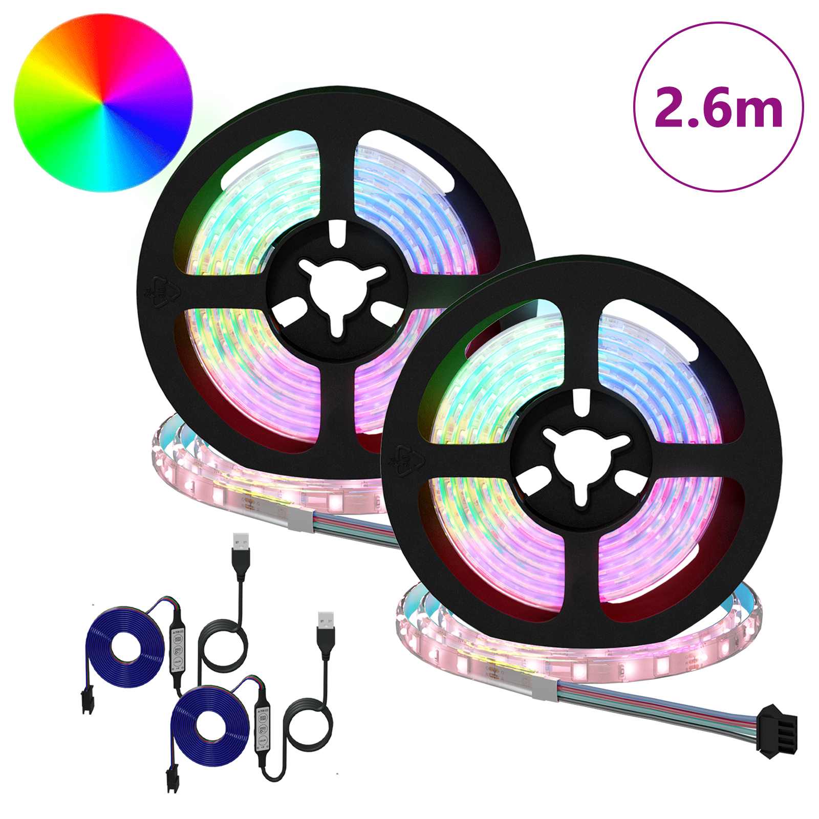 LED traka 2 pcs Crna i prozirna 1300 mm Bakar i plastika