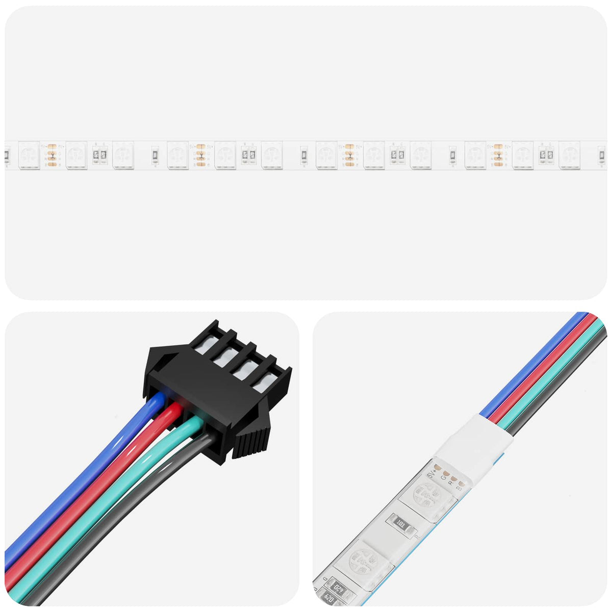 LED traka 2 pcs Crna i prozirna 5100 mm Bakar i plastika