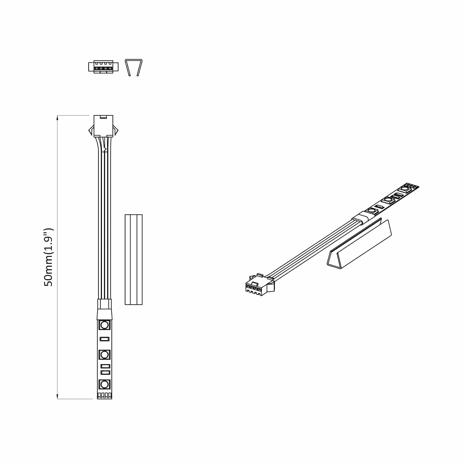 LED traka 2 pcs Crna i bijela 1745 mm Bakar i plastika
