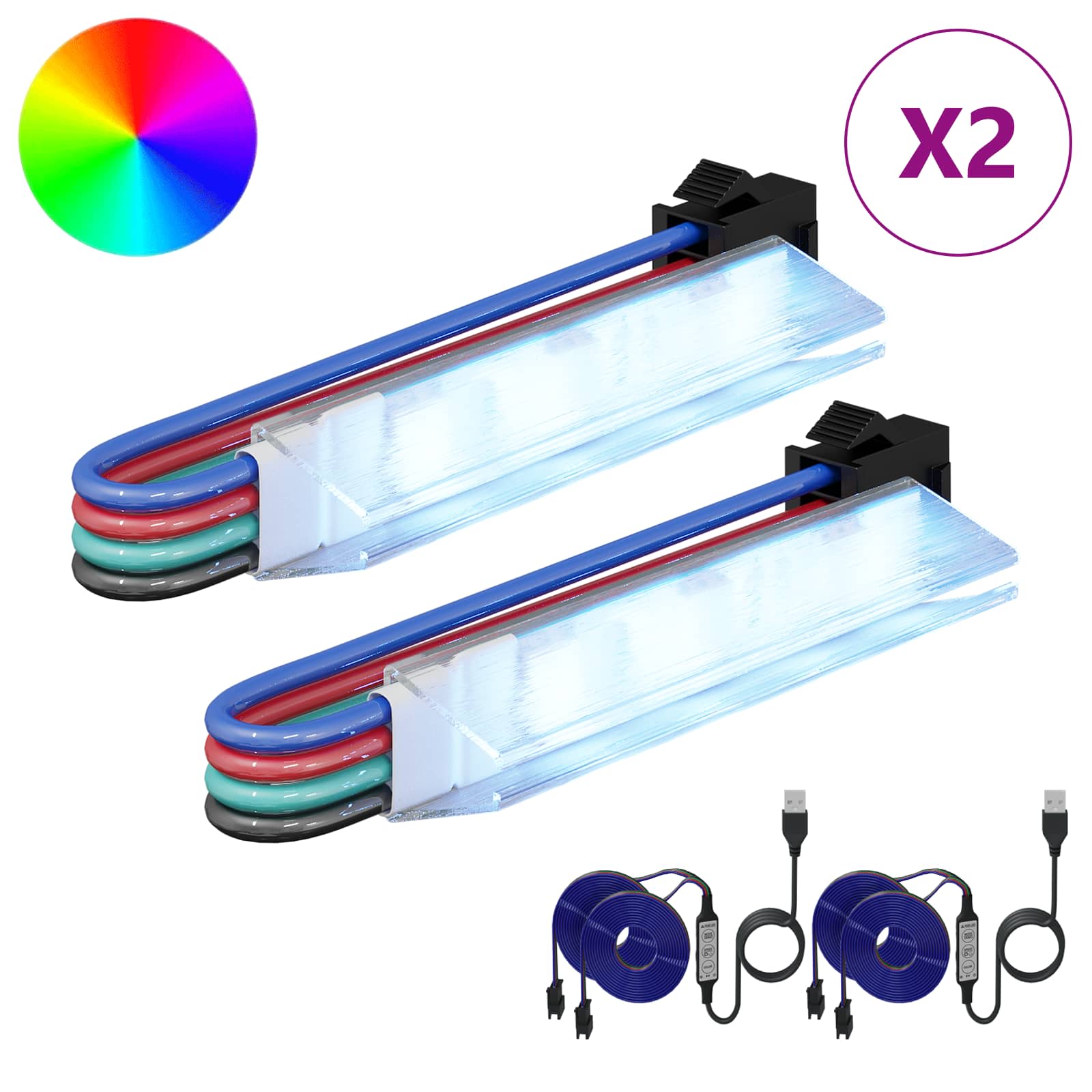 LED traka 2 pcs Crna i višenamjenska 1745 mm Bakar i plastika