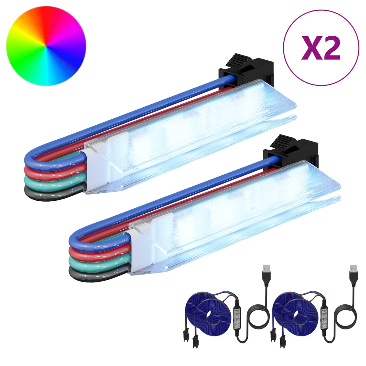 LED traka 2 pcs Crna i višenamjenska 1745 mm Bakar i plastika
