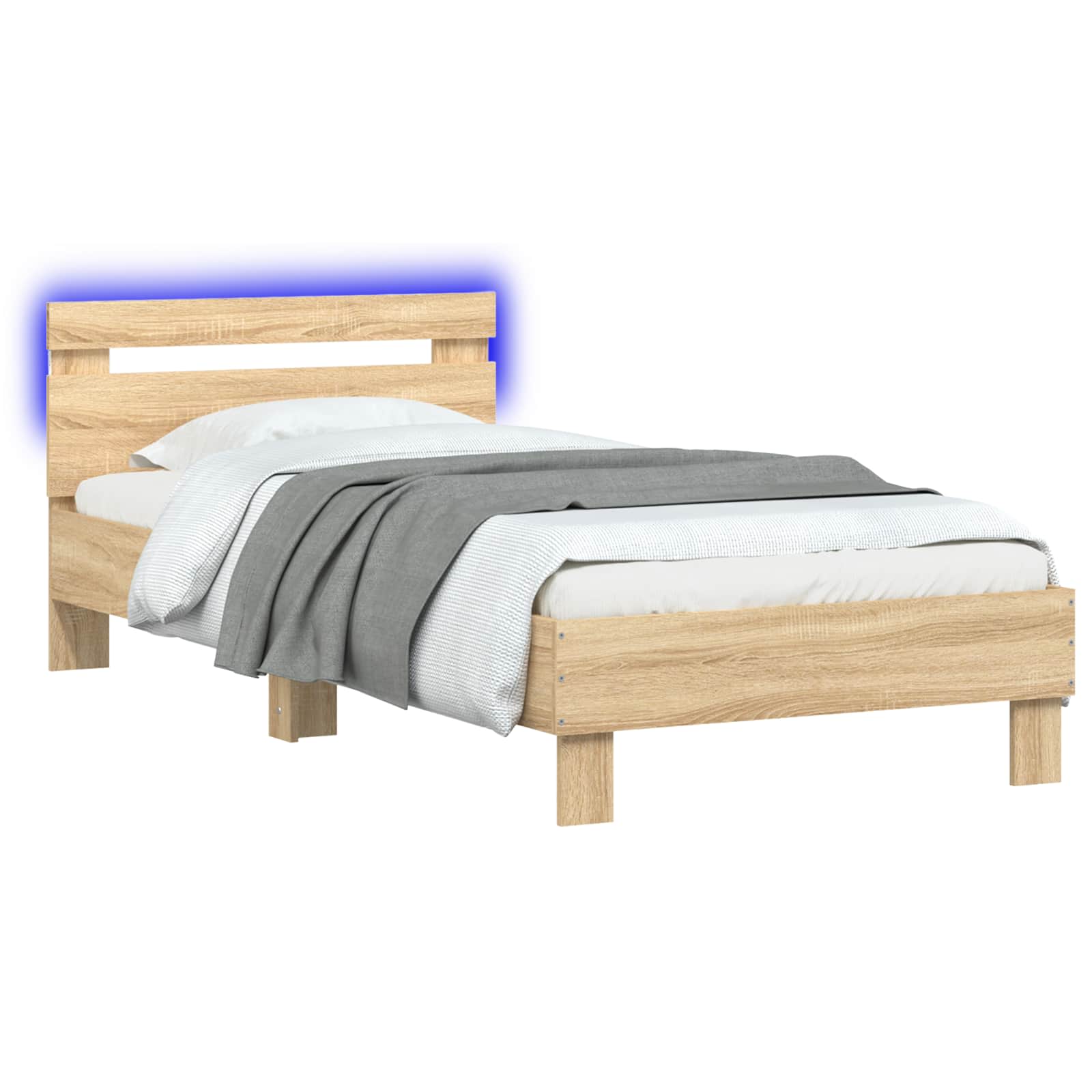 Krevetna konstrukcija s LED svjetlom Hrast sonoma 80 x 200 cm