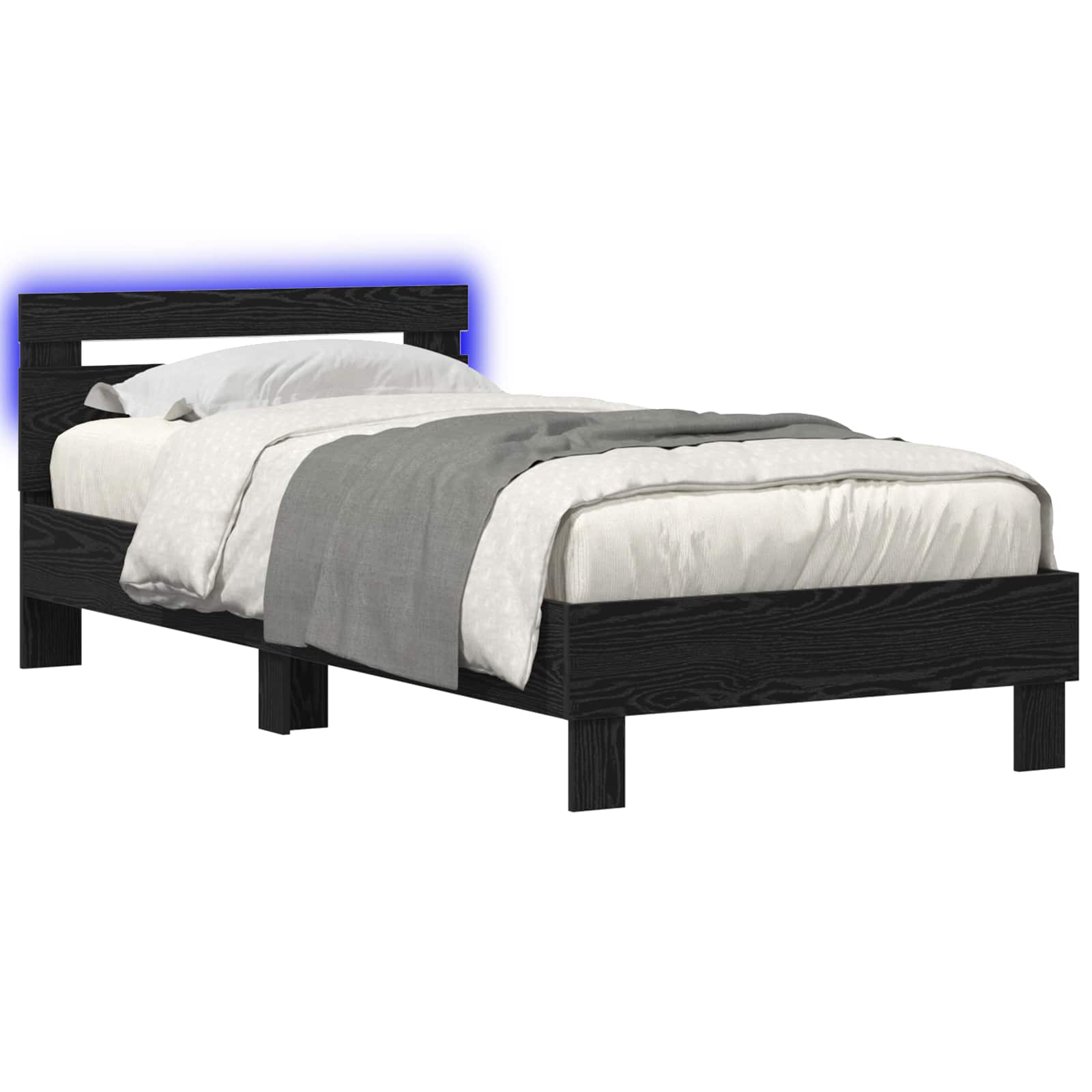 Krevetna konstrukcija s LED svjetlom Crni hrast 80 x 200 cm