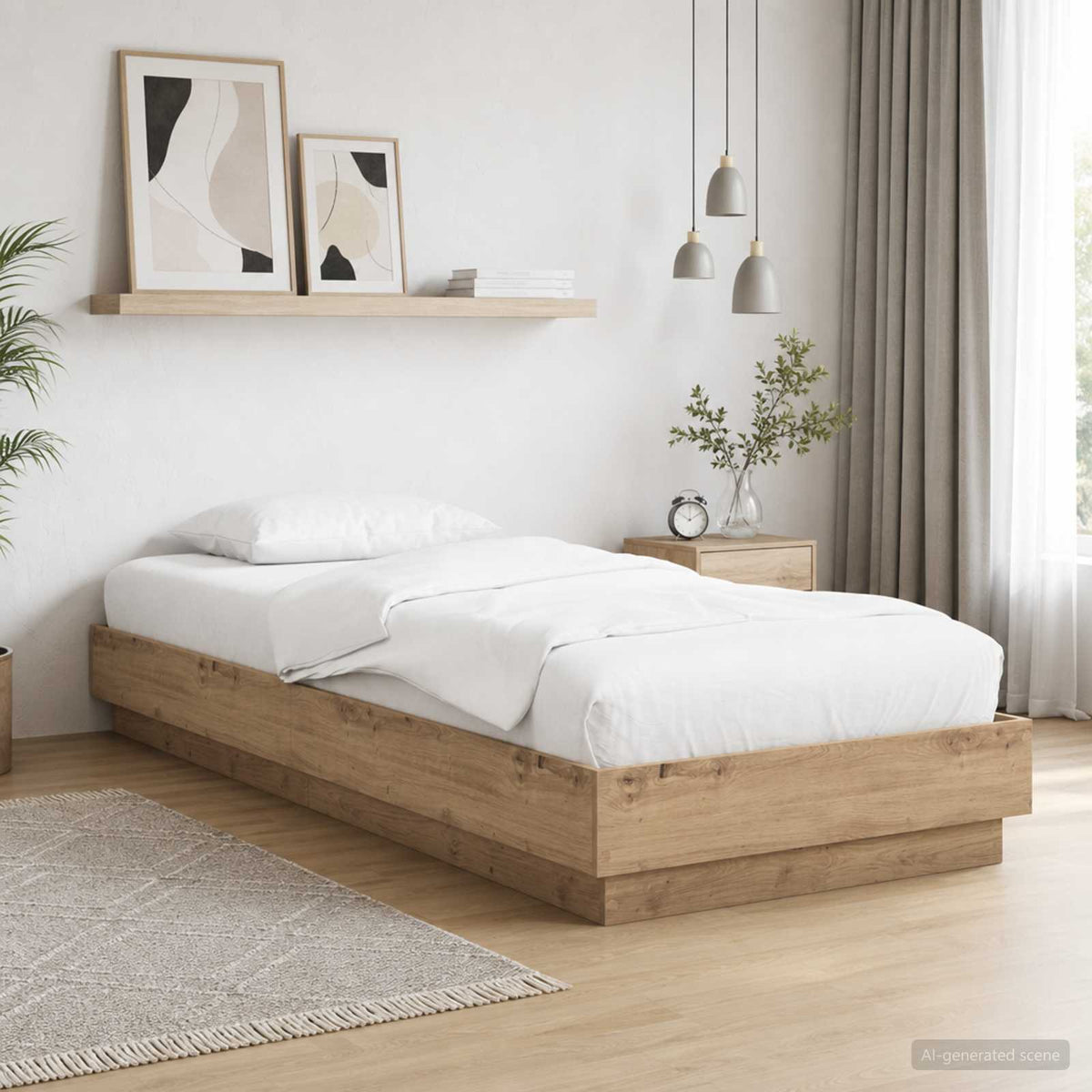 Krevetna konstrukcija s LED svjetlom Hrast artisan 80 x 200 cm