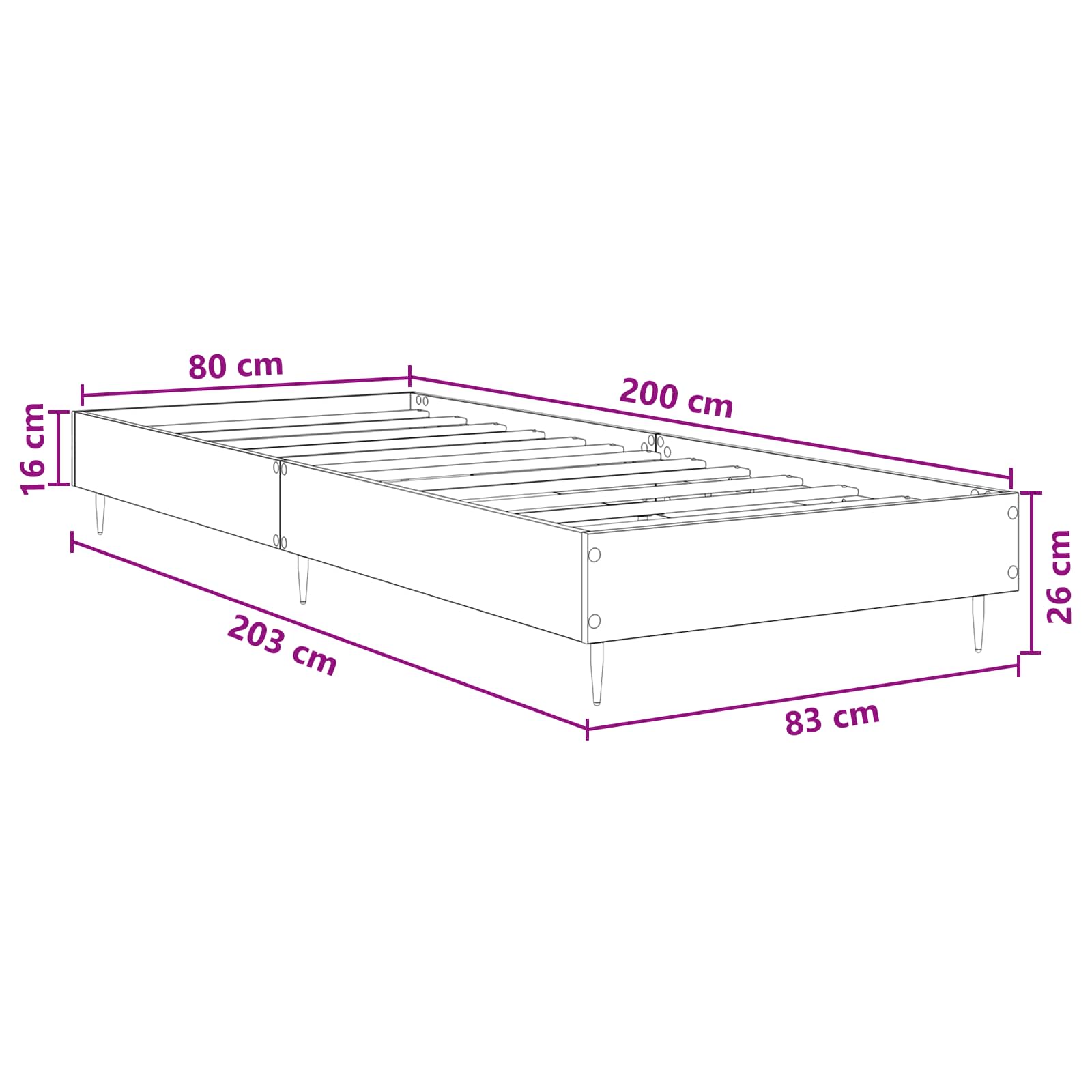 Krevetna konstrukcija Betonska siva 80 x 200 cm