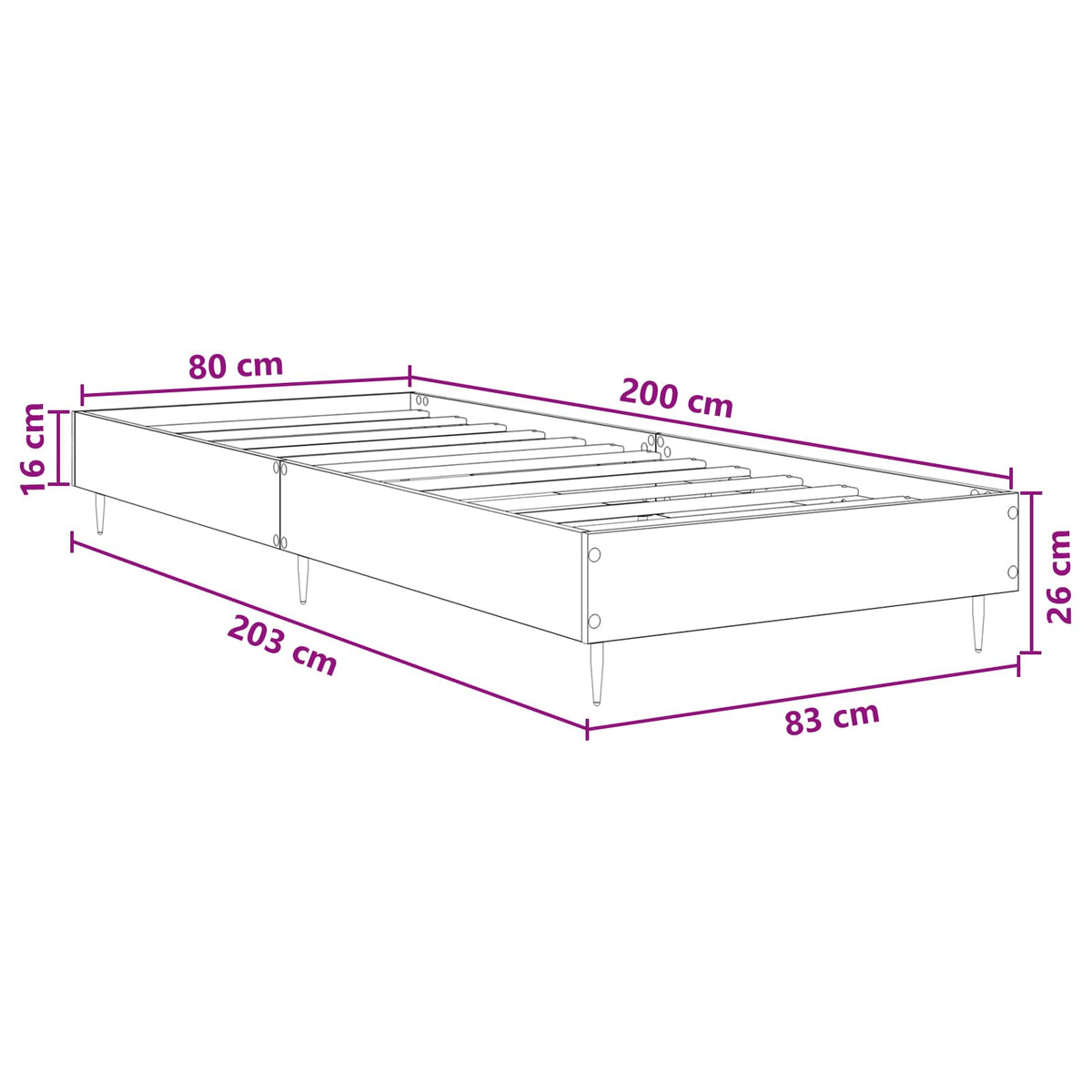 Krevetna konstrukcija Crni hrast 80 x 200 cm Konstruirano drvo