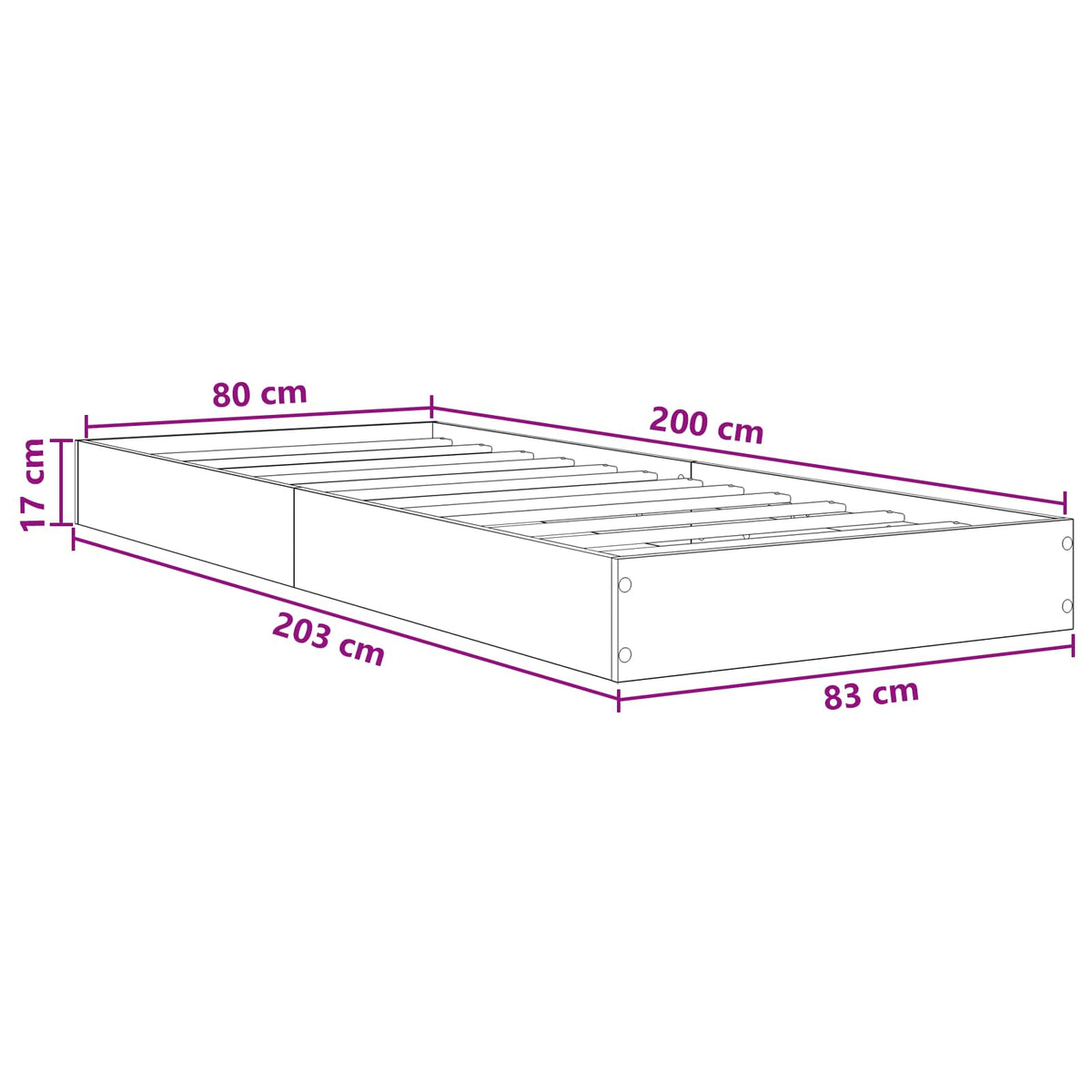 Okvir kreveta za pod Siva Sonoma 80 x 200 cm Konstruirano drvo