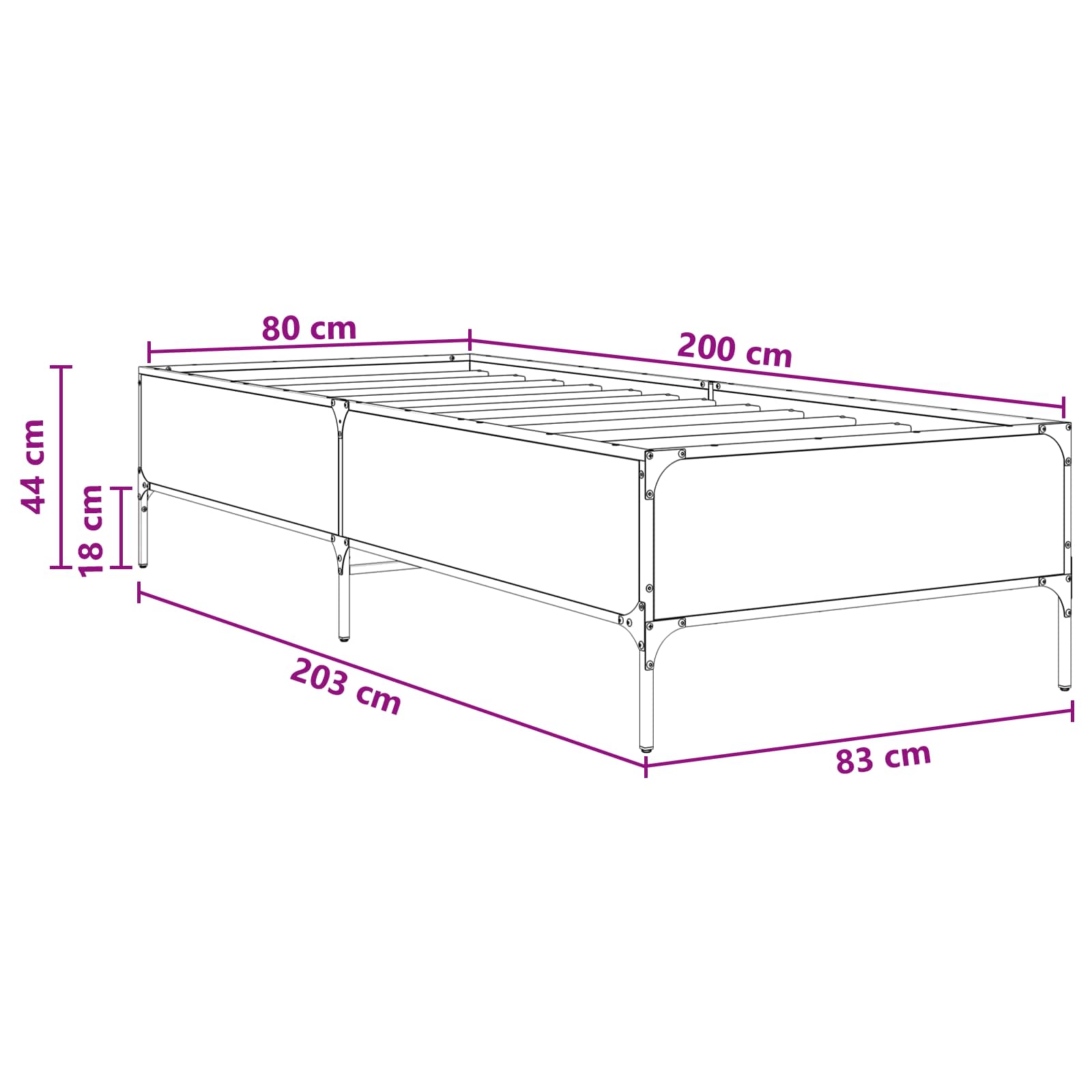 Krevetna konstrukcija Hrast sonoma 80 x 200 cm