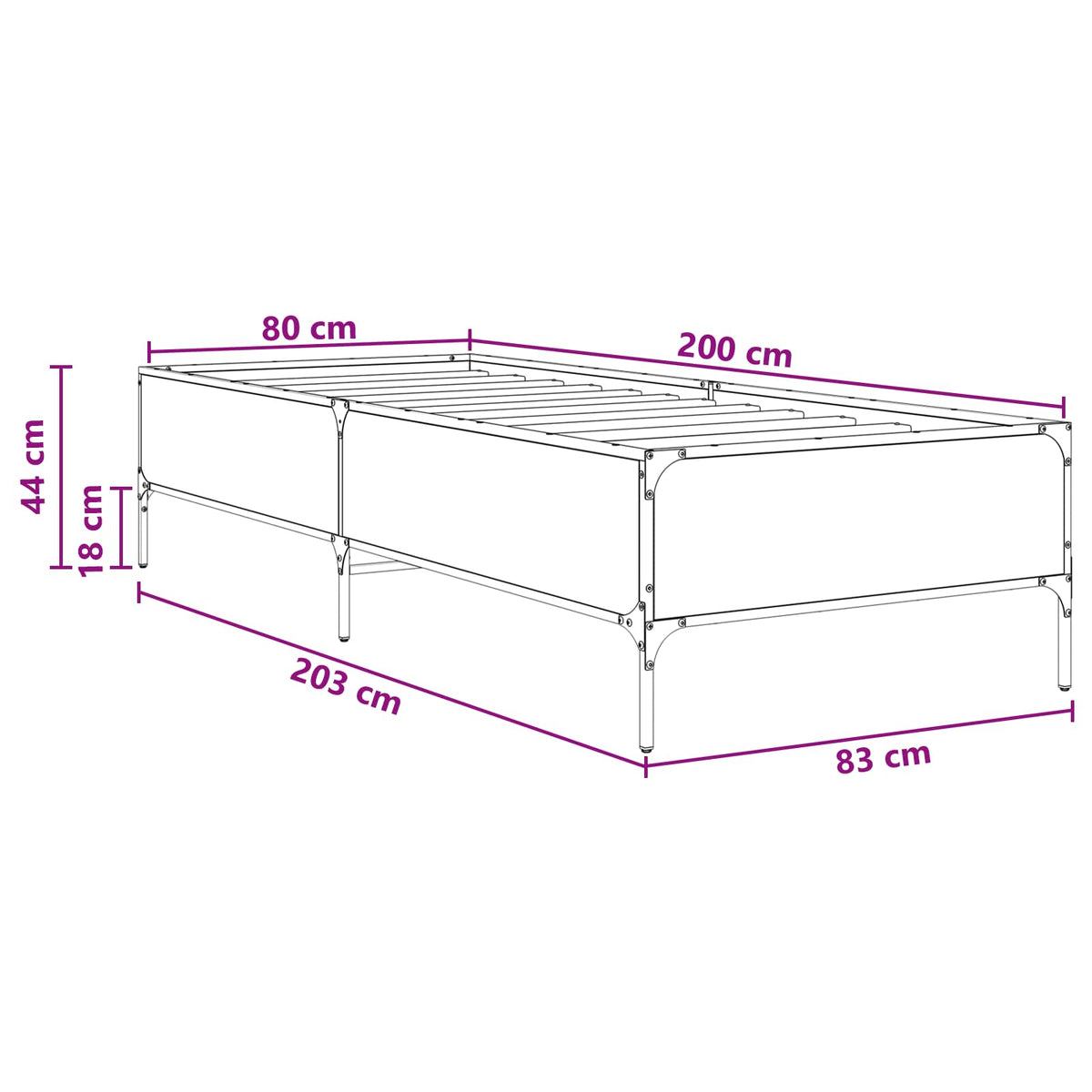 Krevetna konstrukcija Dimni hrast 80 x 200 cm Konstruirano drvo