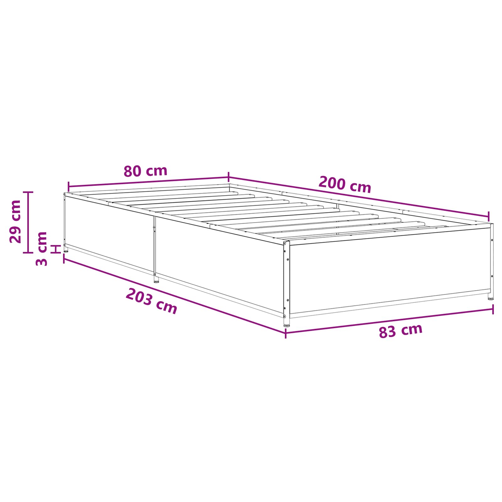 Krevetna konstrukcija Hrast sonoma 80 x 200 cm