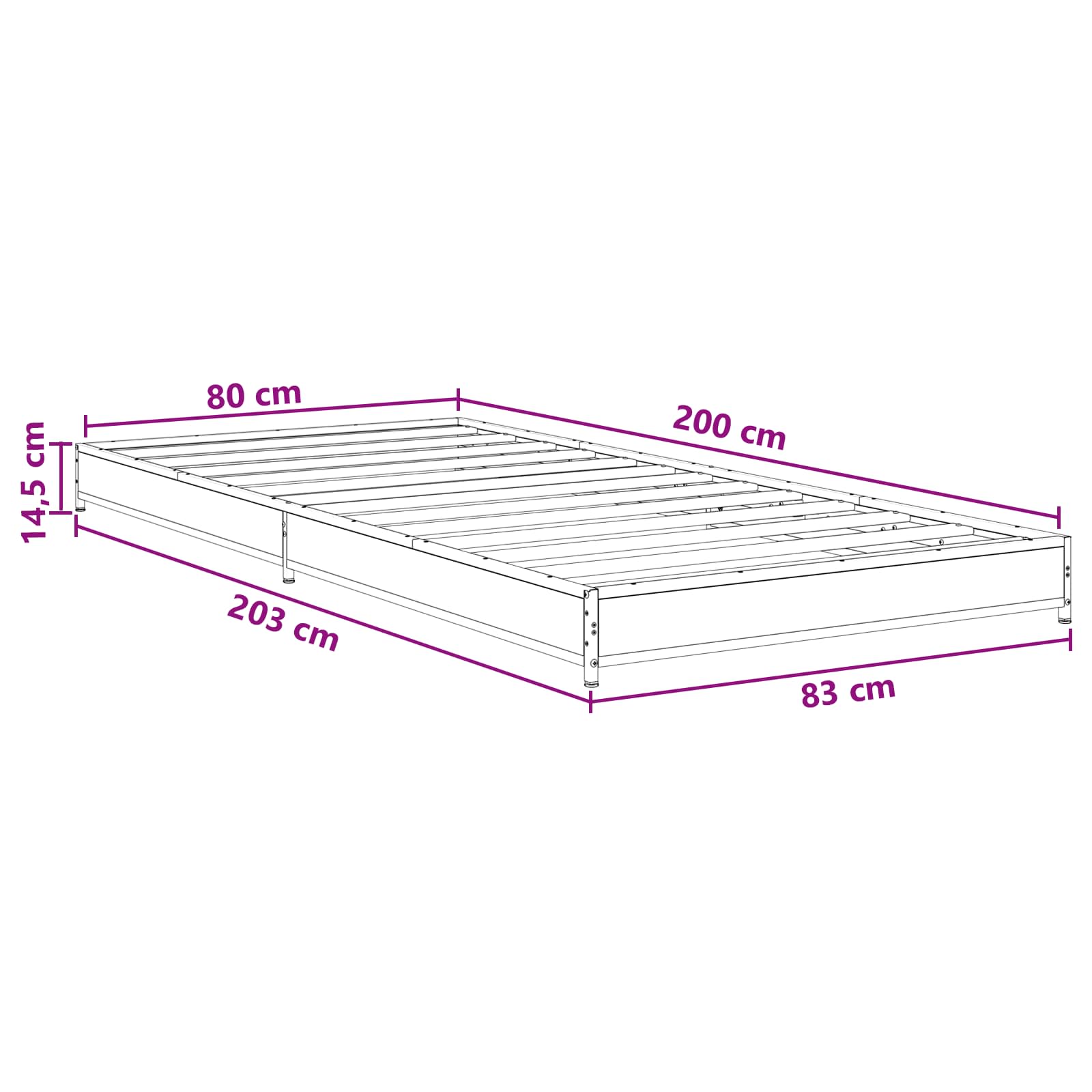 Krevetna konstrukcija Hrast sonoma 80 x 200 cm