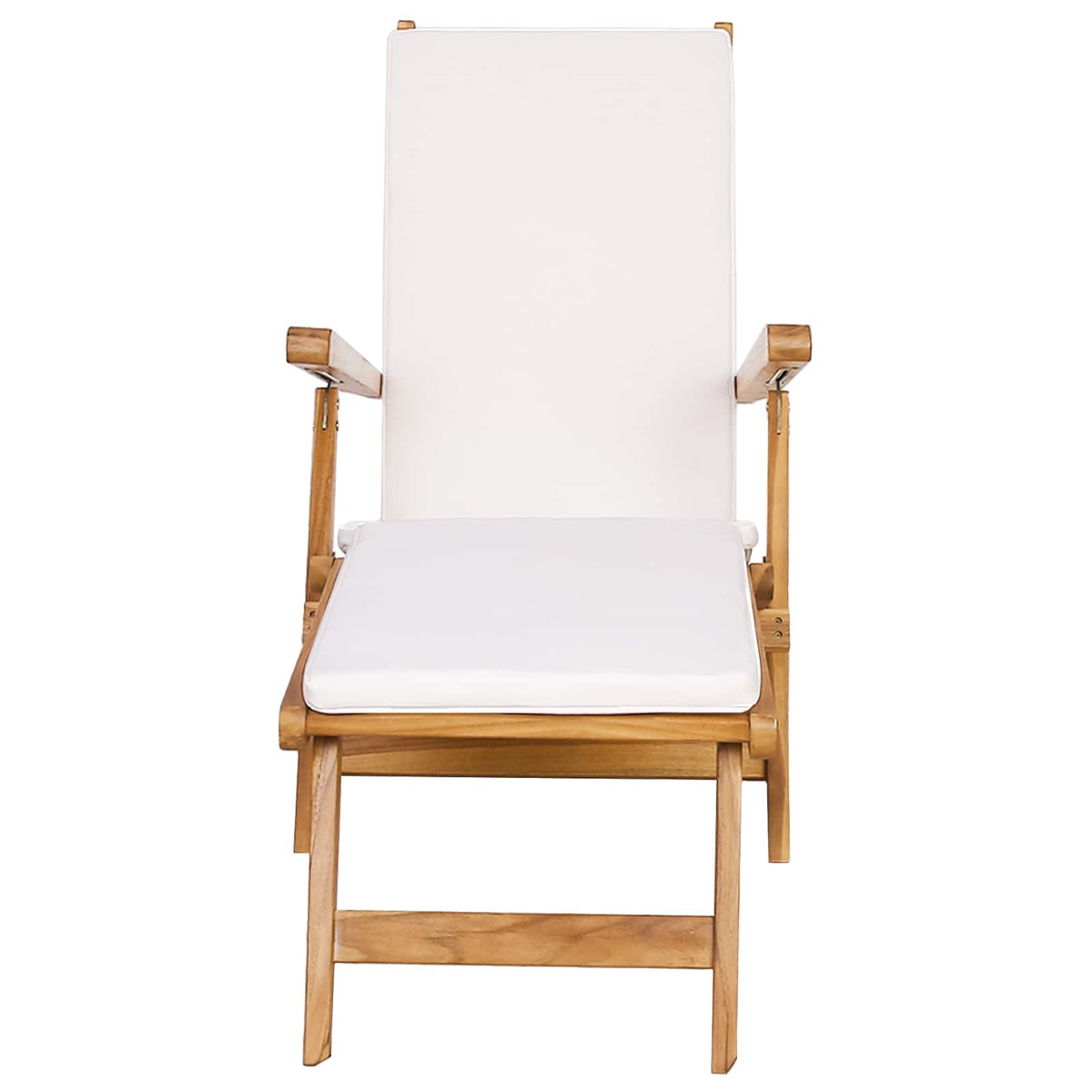 Preklopna ležaljka s jastučićem Bijela Čvrsto teak drvo