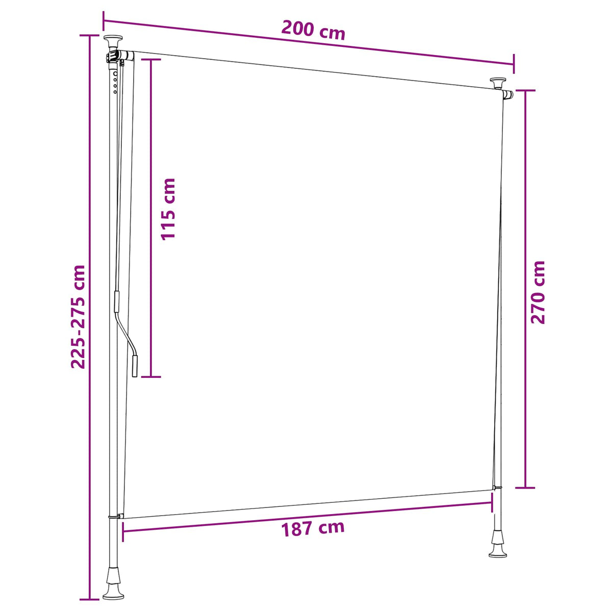 Vanjska Roleta Svjetlosiva 200 x 270 cm