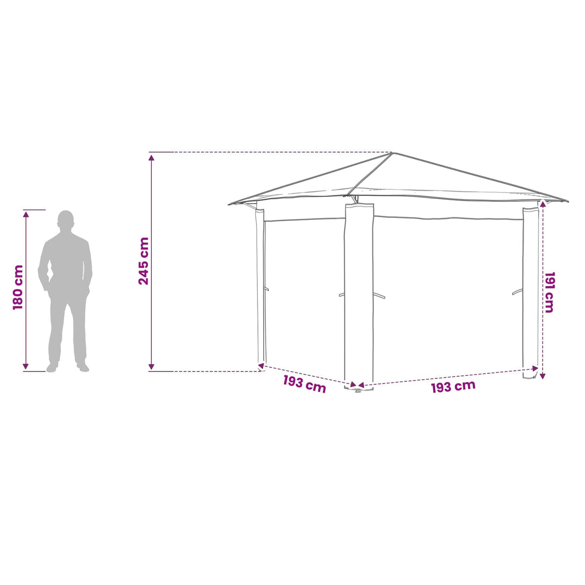 Gazebo bez bočne strane 2,6 x 2,6 m Bež i smeđa