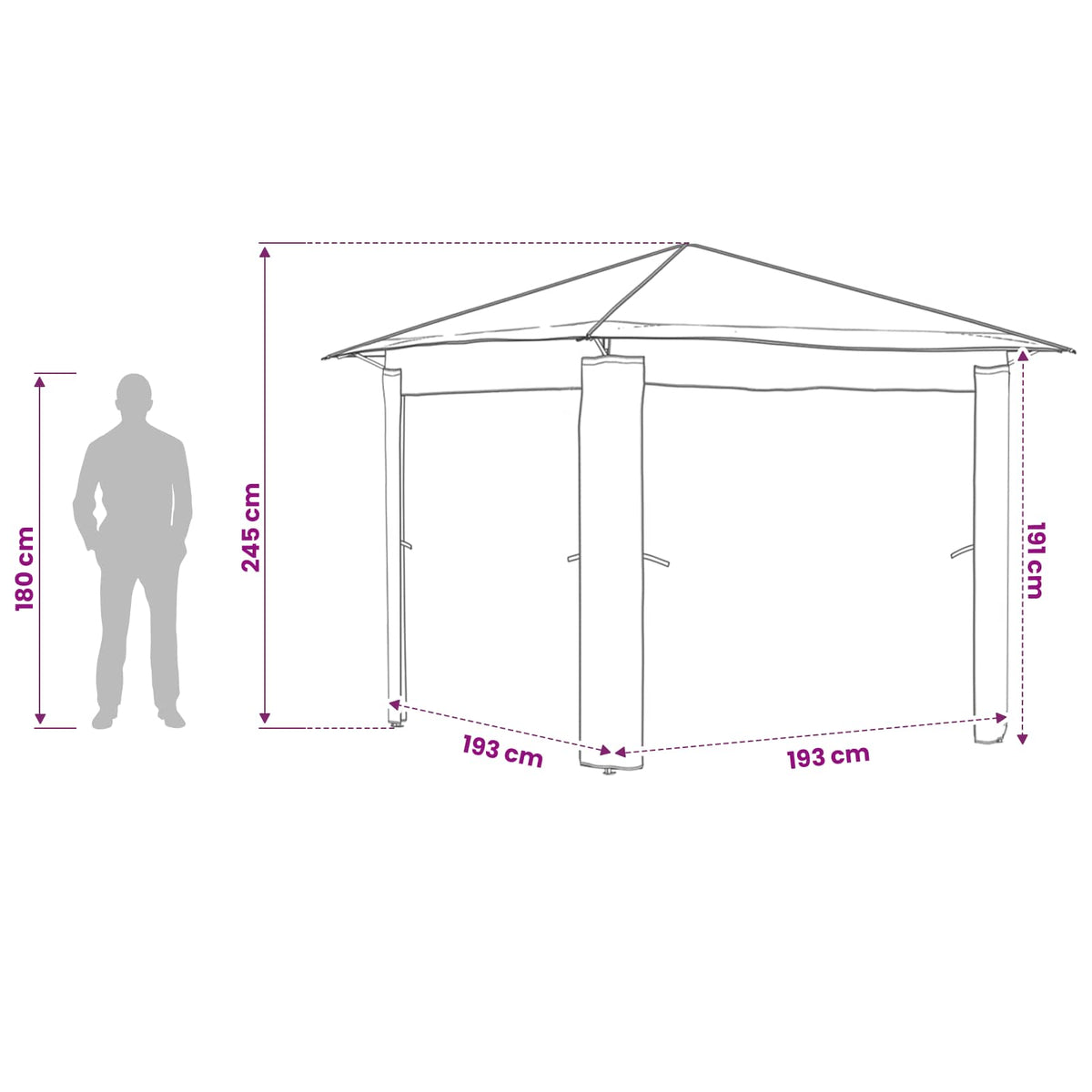 Gazebo bez bočne strane 2,6 x 2,6 m Krem i Antracit