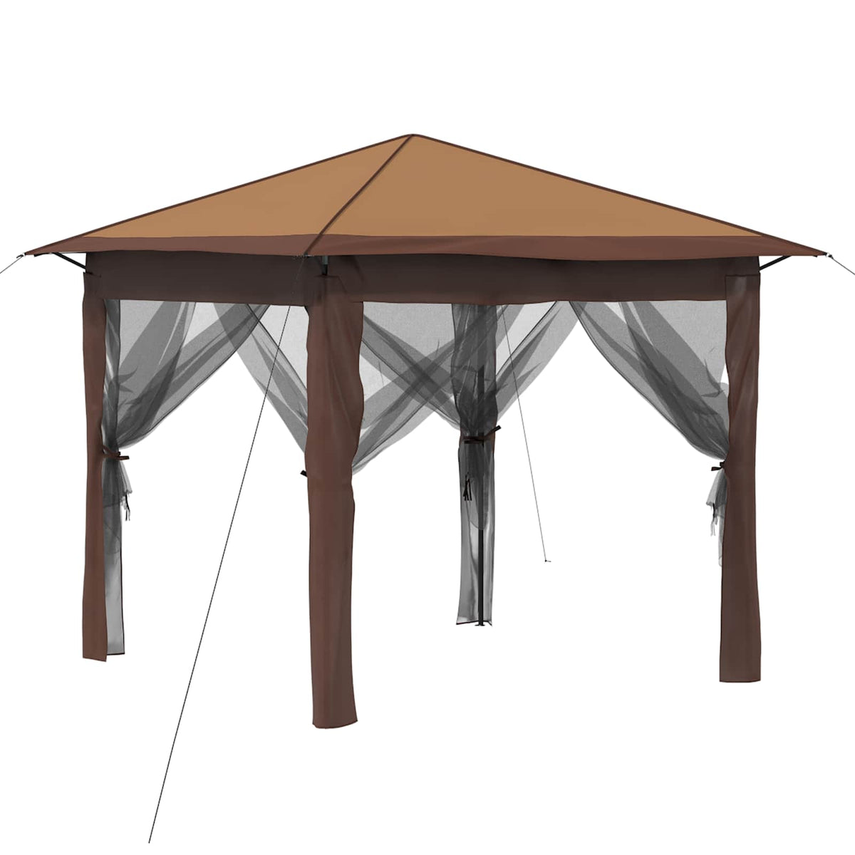 Gazebo s 4 bočne strane Bež i smeđa 2,6 x 2,6 m