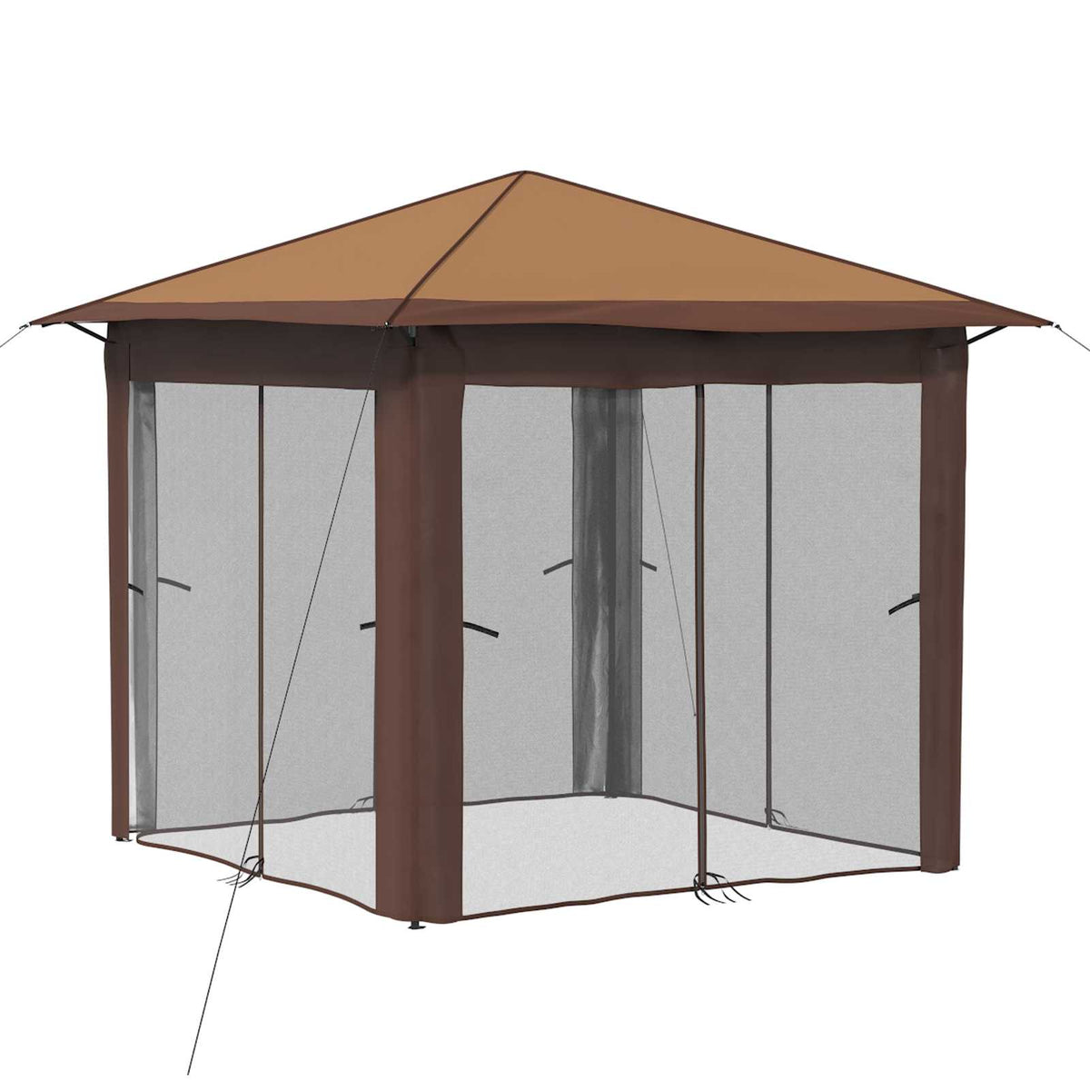Gazebo s 4 bočne strane Bež i smeđa 2,6 x 2,6 m