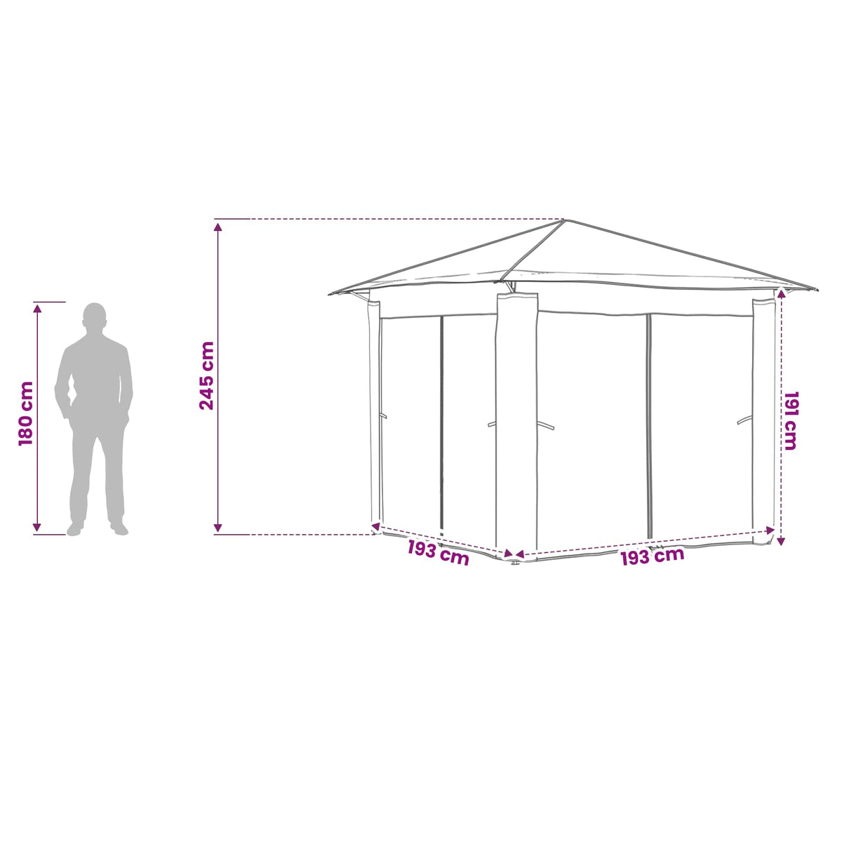 Gazebo s 4 bočne strane 2,6 x 2,6 m Bež i smeđa