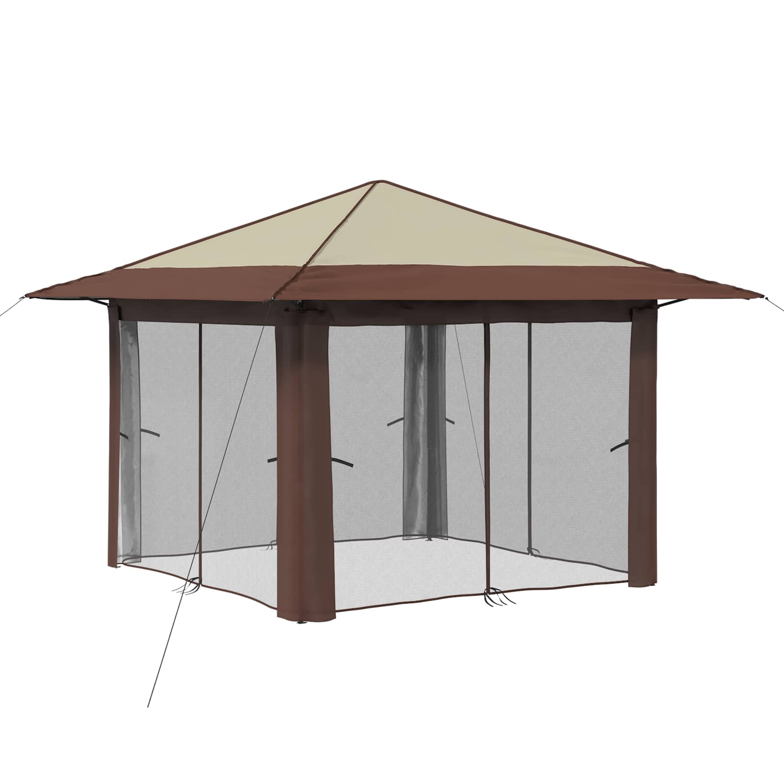 Gazebo s 4 bočne strane 3,3 x 3,3 m Krema i smeđa