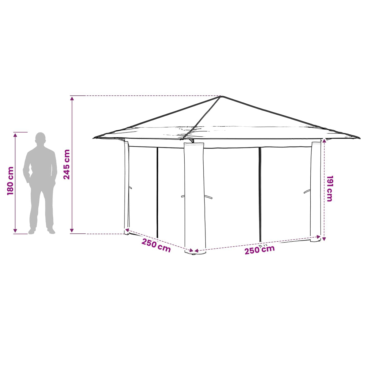 Gazebo s 4 bočne strane 3,3 x 3,3 m Krema i smeđa
