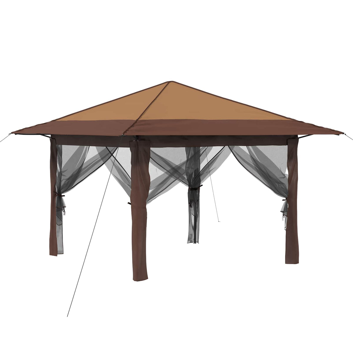 Gazebo s 4 bočne strane Bež i smeđa 3,3 x 3,3 m