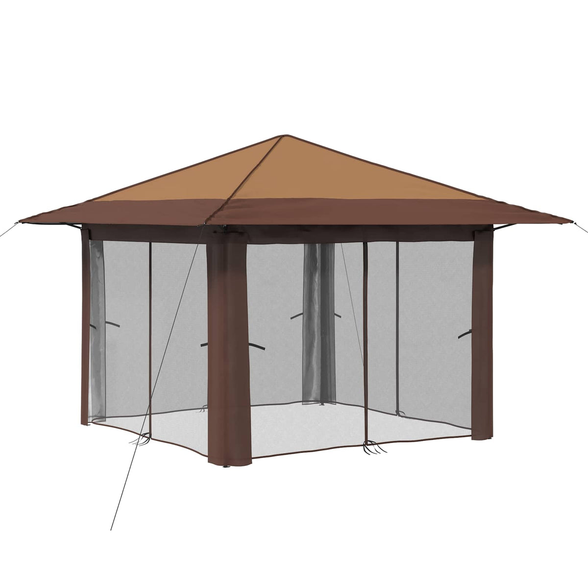 Gazebo s 4 bočne strane Bež i smeđa 3,3 x 3,3 m