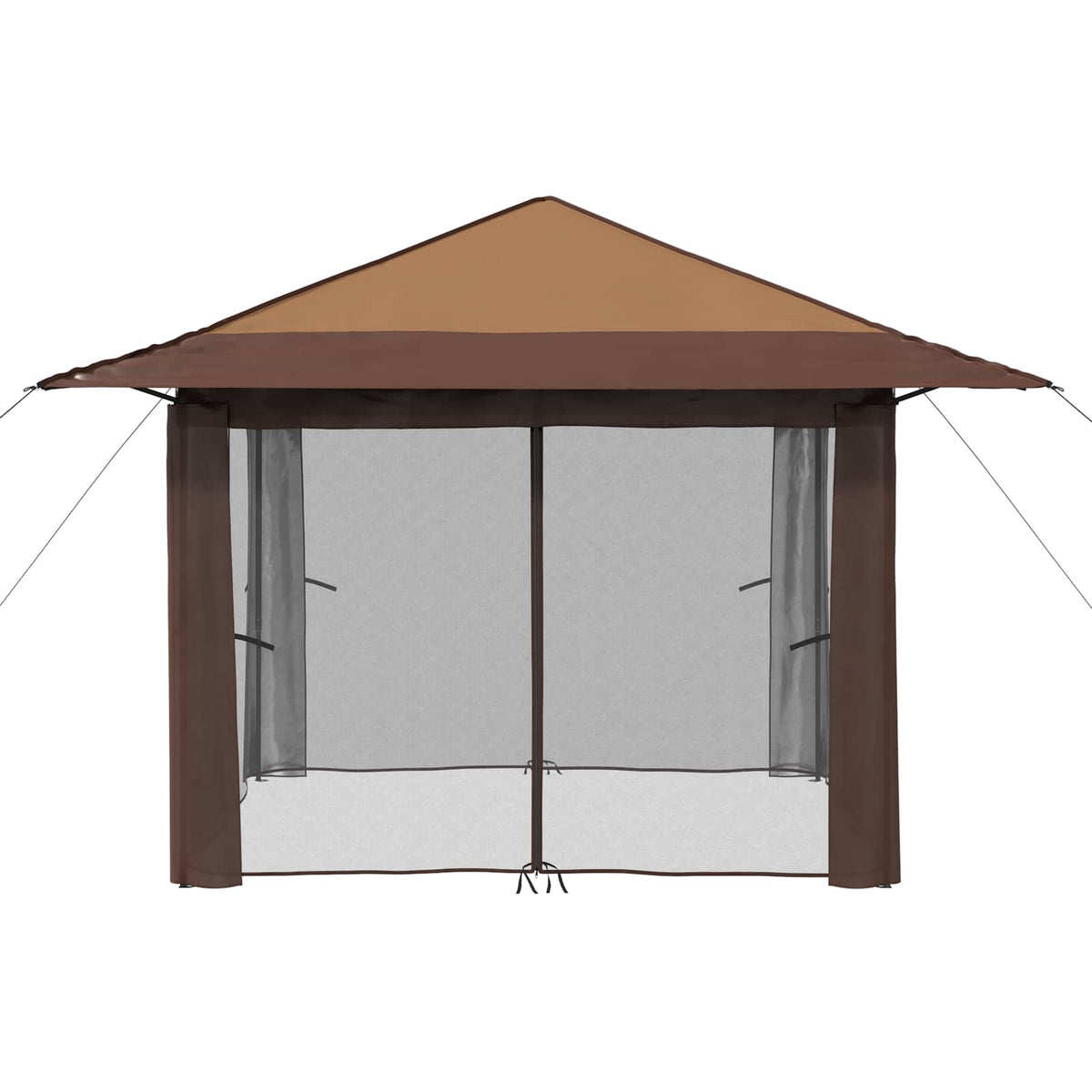 Gazebo s 4 bočne strane Bež i smeđa 3,3 x 3,3 m