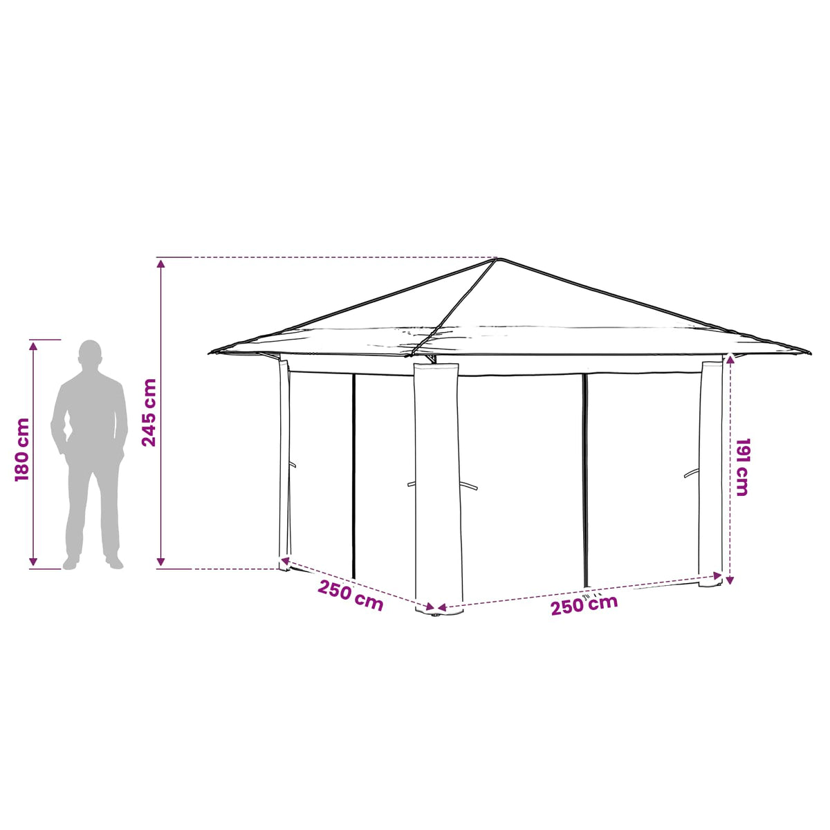 Gazebo s 4 bočne strane Krem i Antracit