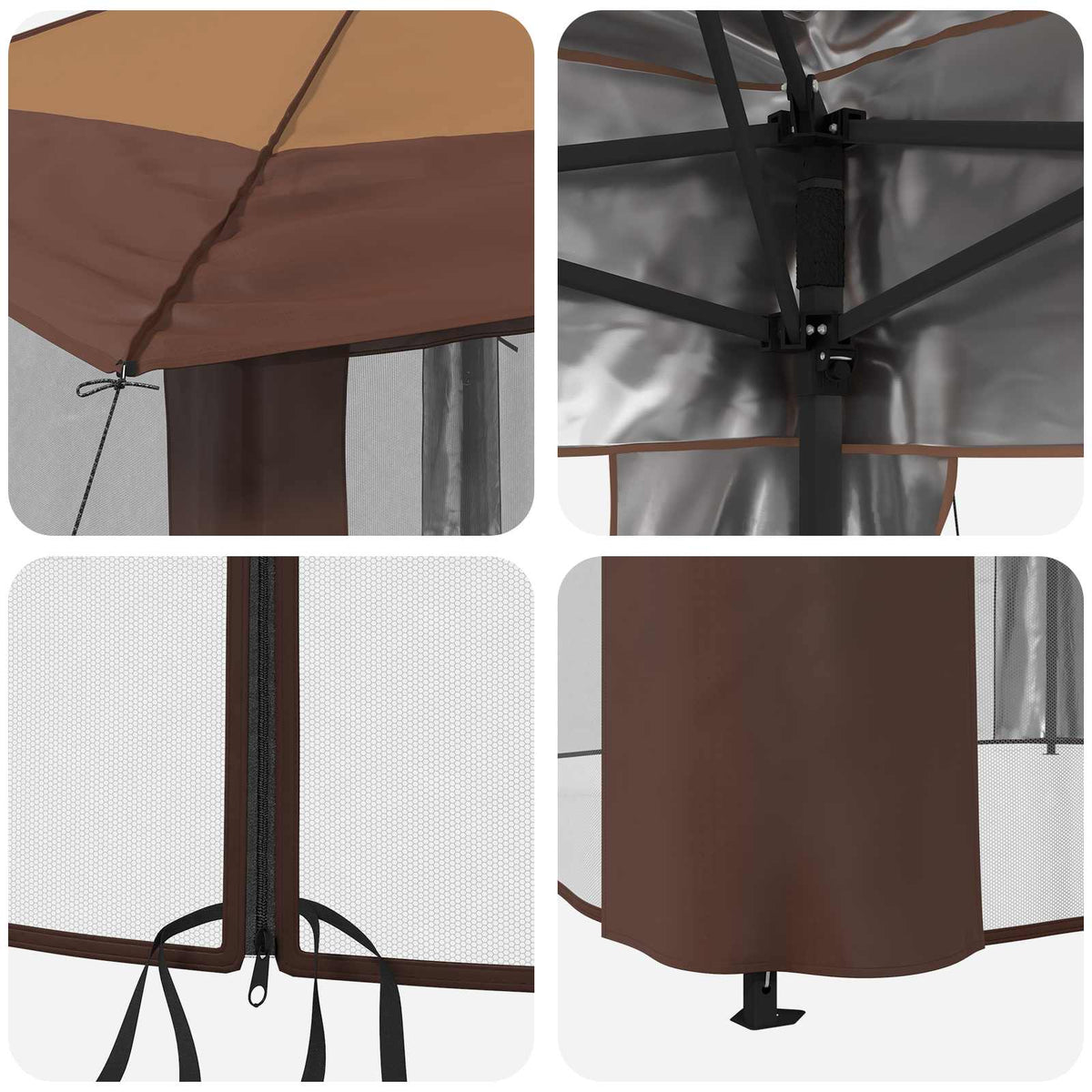 Gazebo s 4 bočne strane 4 x 4 m Bež i smeđa