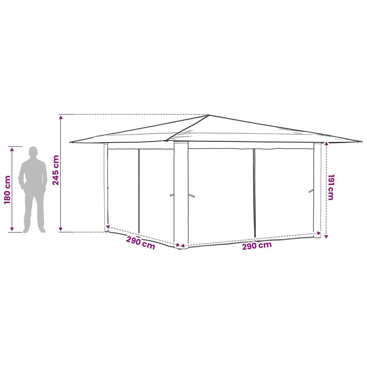 Gazebo s 4 bočne strane 4 x 4 m Bež i smeđa