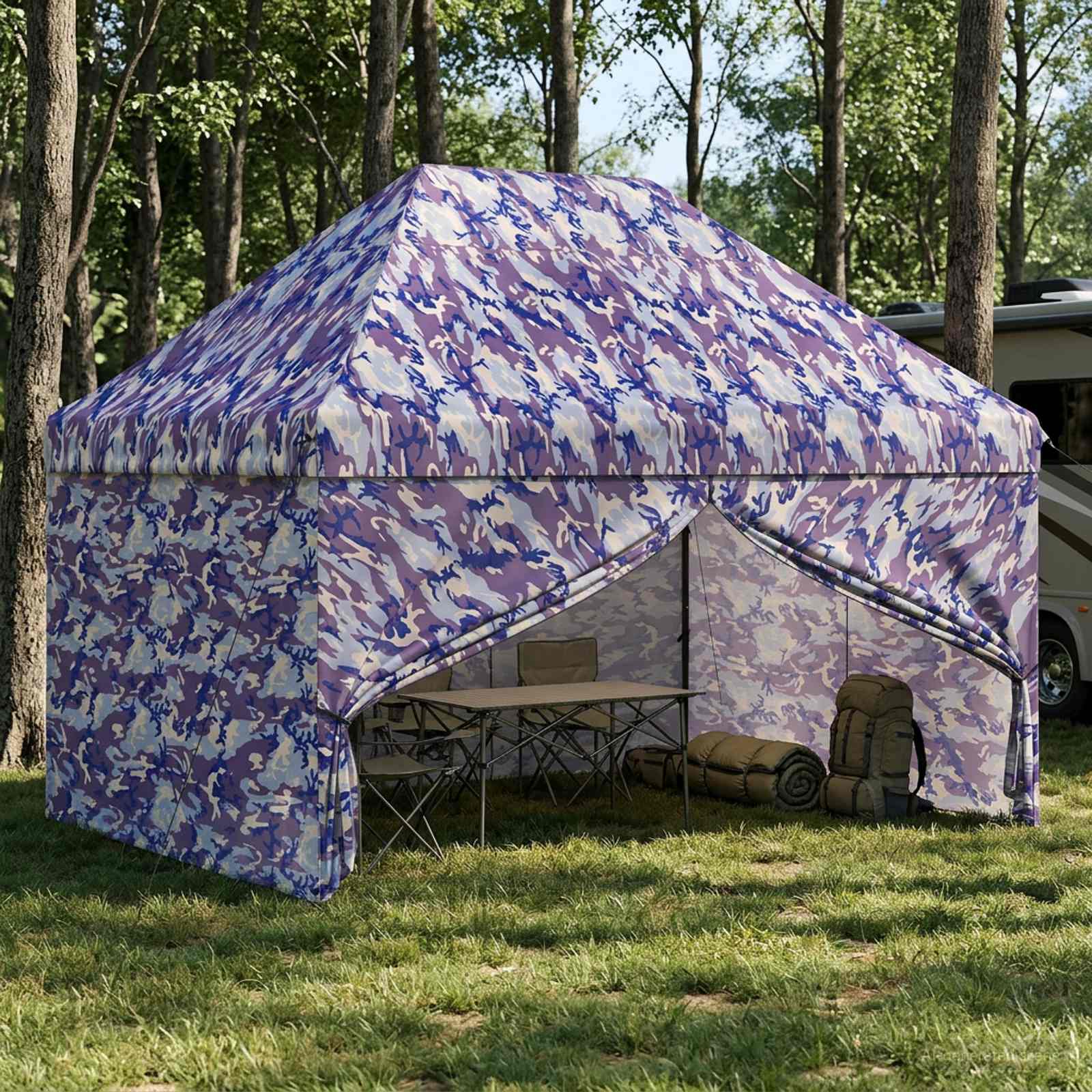 Pop-up Paviljon s 4 Zidova 2,9 x 4,3 m Plavi kamuflaža