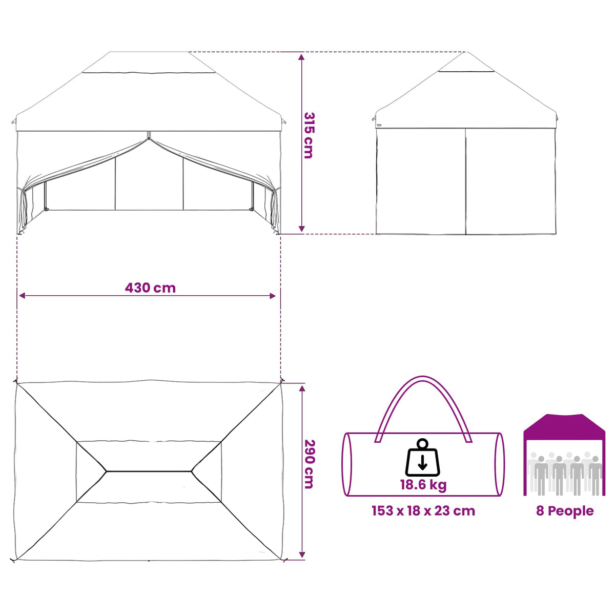 Pop-up Paviljon s 4 Zidova 2,9 x 4,3 m Plavi kamuflaža