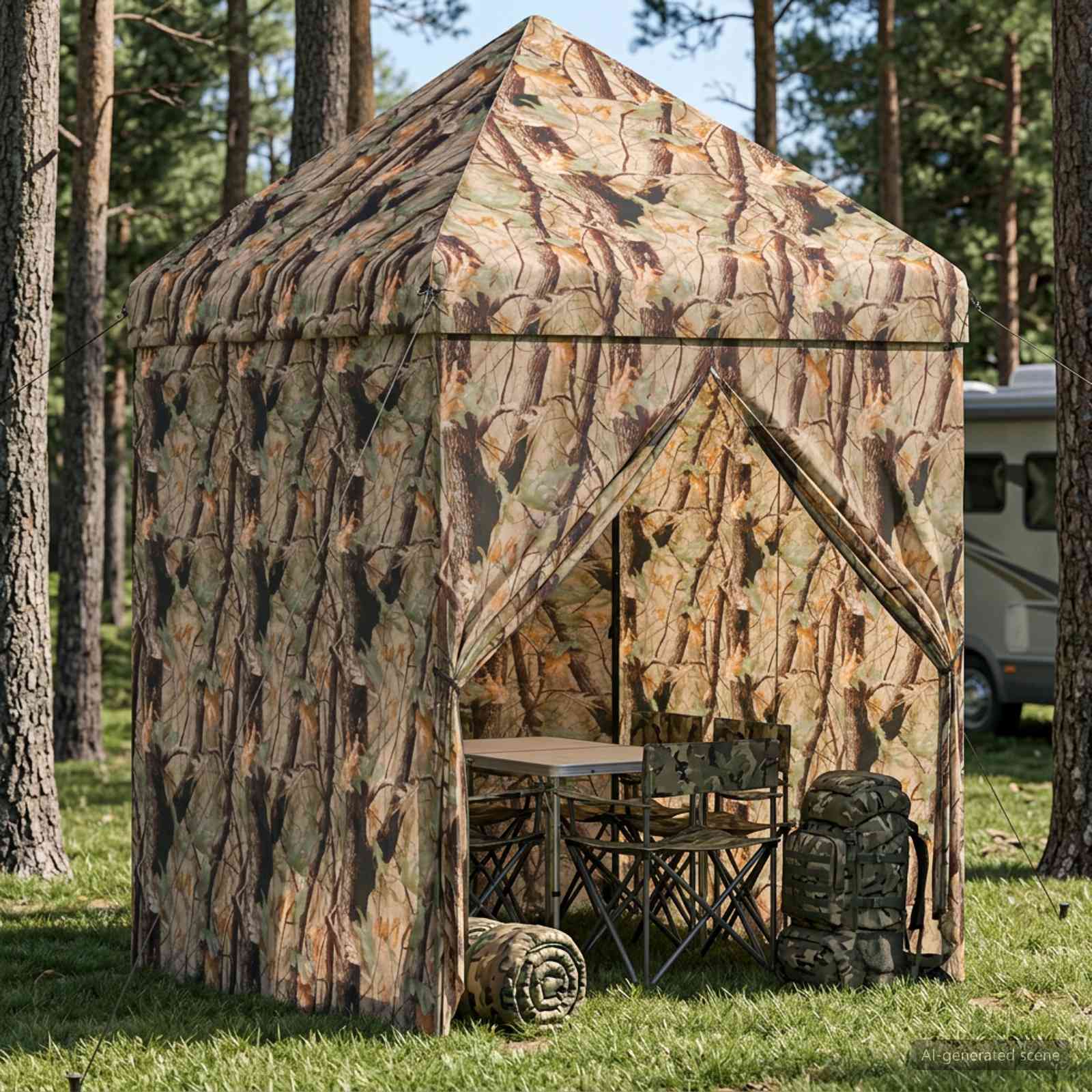 Pop-up Paviljon s 4 Zidova 3 x 3 m Šumski kamuflažni