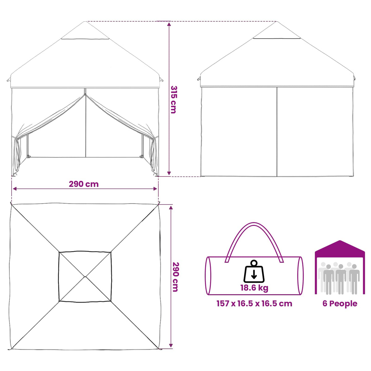 Pop-up Paviljon s 4 Zidova 3 x 3 m Šumski kamuflažni