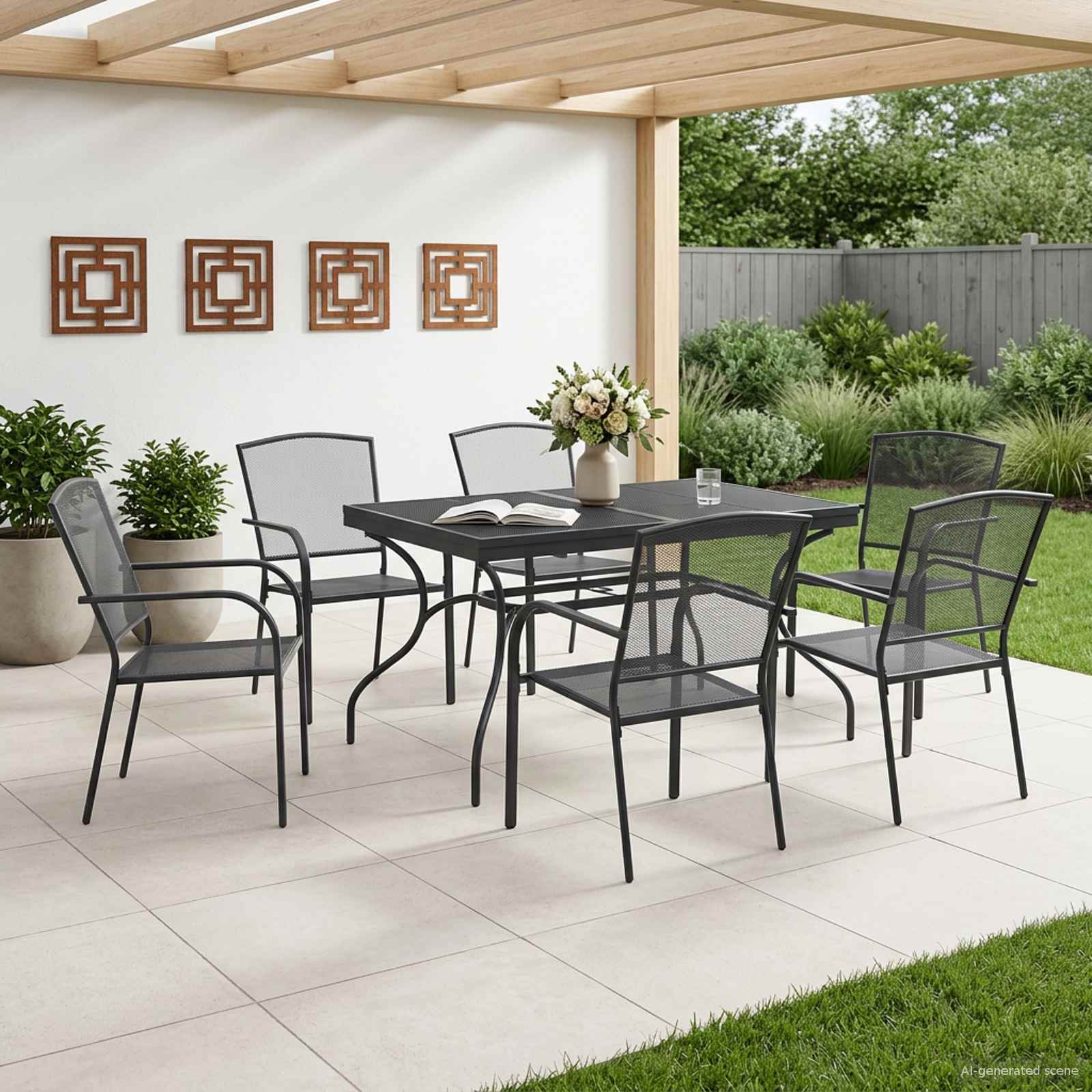 Vrtni set za objed 7 pcs Antracit 212 x 90 x 76 cm