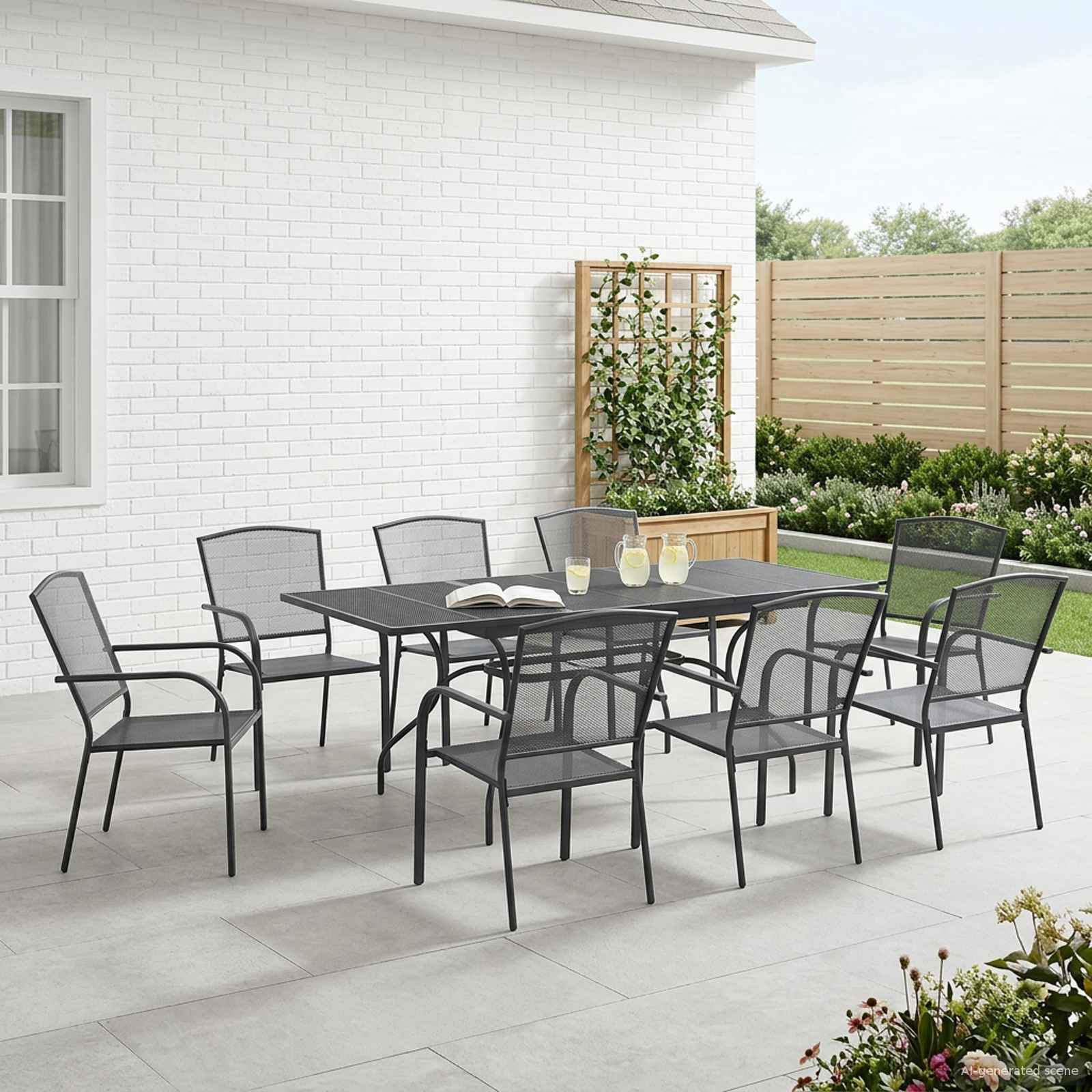 Vrtni set za objed 9 pcs Antracit 212 x 90 x 76 cm