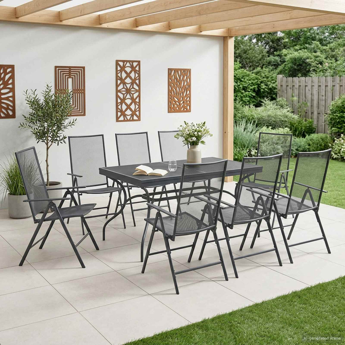 Vrtni set za objed 9 pcs Antracit 212 x 90 x 76 cm