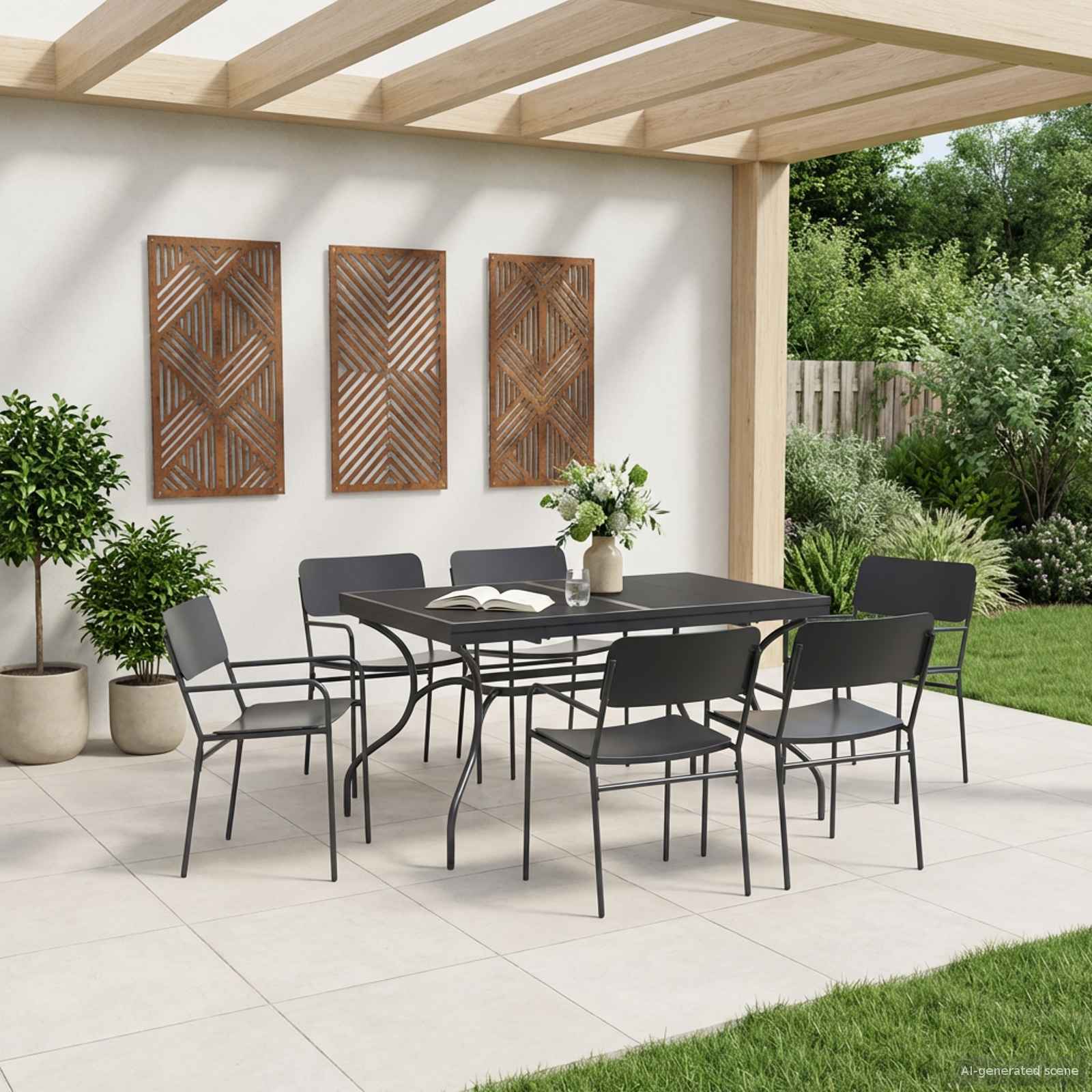 Vrtni set za objed 7 pcs Antracit Čelik